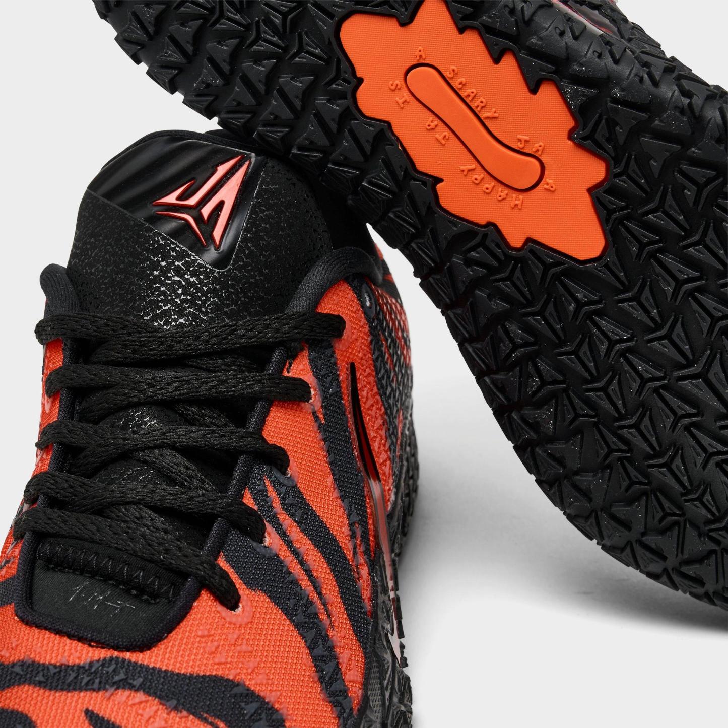Big Kids' Nithtke Ja 3 Basketball Shoes - Safety Orange/Black/University Red - Detail shot