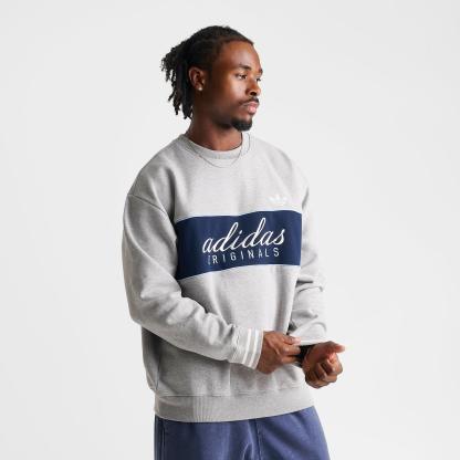 Men's adidas Originals Script Fleece Crewneck Sweatshirt - Medium Grey Heather
