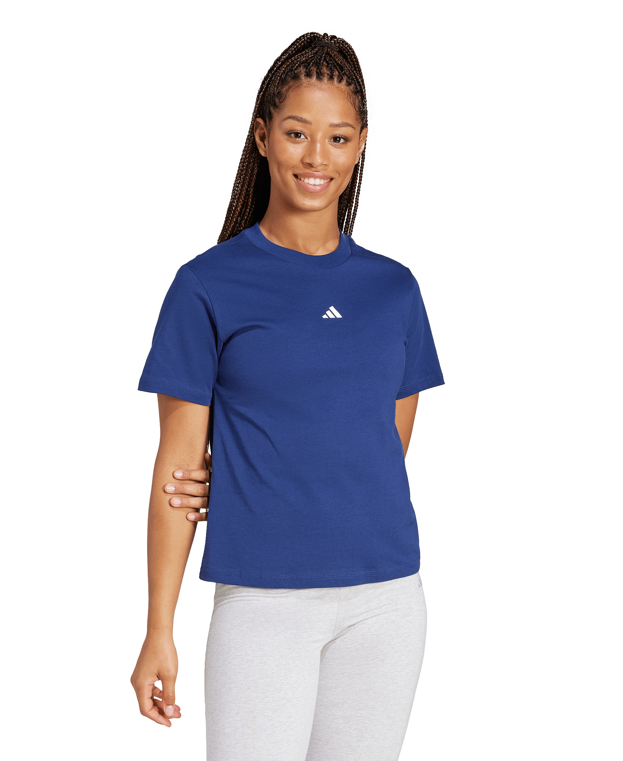 adidas Women's Short-Sleeve Cotton Crewneck Logo T-Shirt - Blue