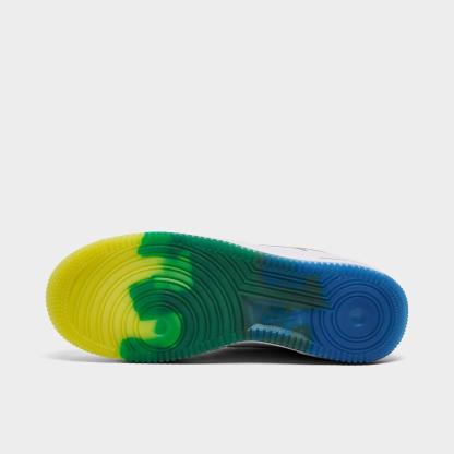 Big Kids' Nithtke Air Force 1 Low Casual Shoes - White/Metallic Gold/Soar/Sonic Yellow - Bottom view