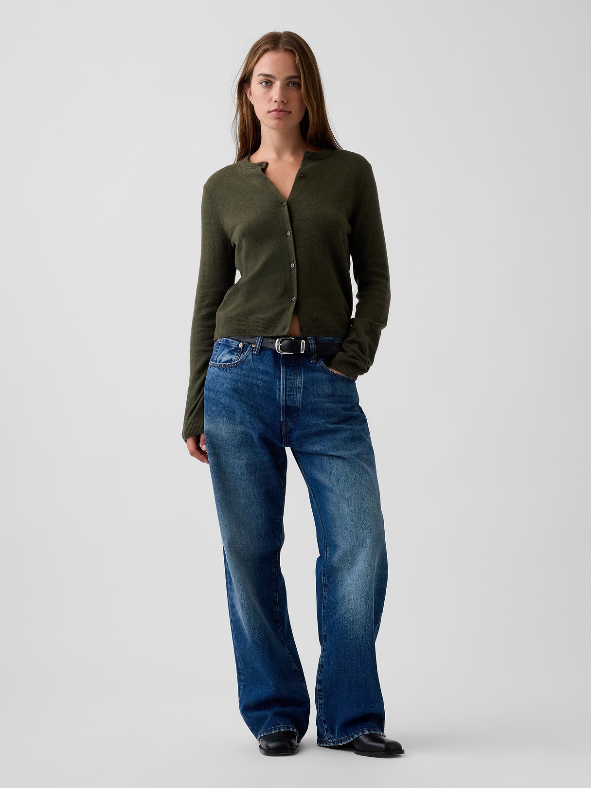 CashSoft Crop Cardigan - Bamboo green