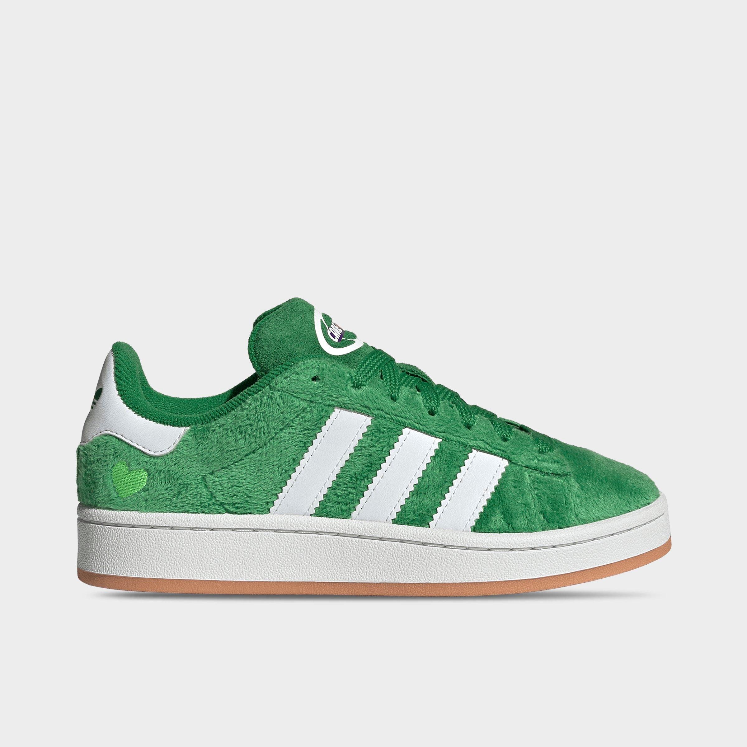 Big Kids' adidas Originals Campus 00s Casual Shoes - Green/Cloud White/Gum - Left shoe facing left. Outside of the shoe.