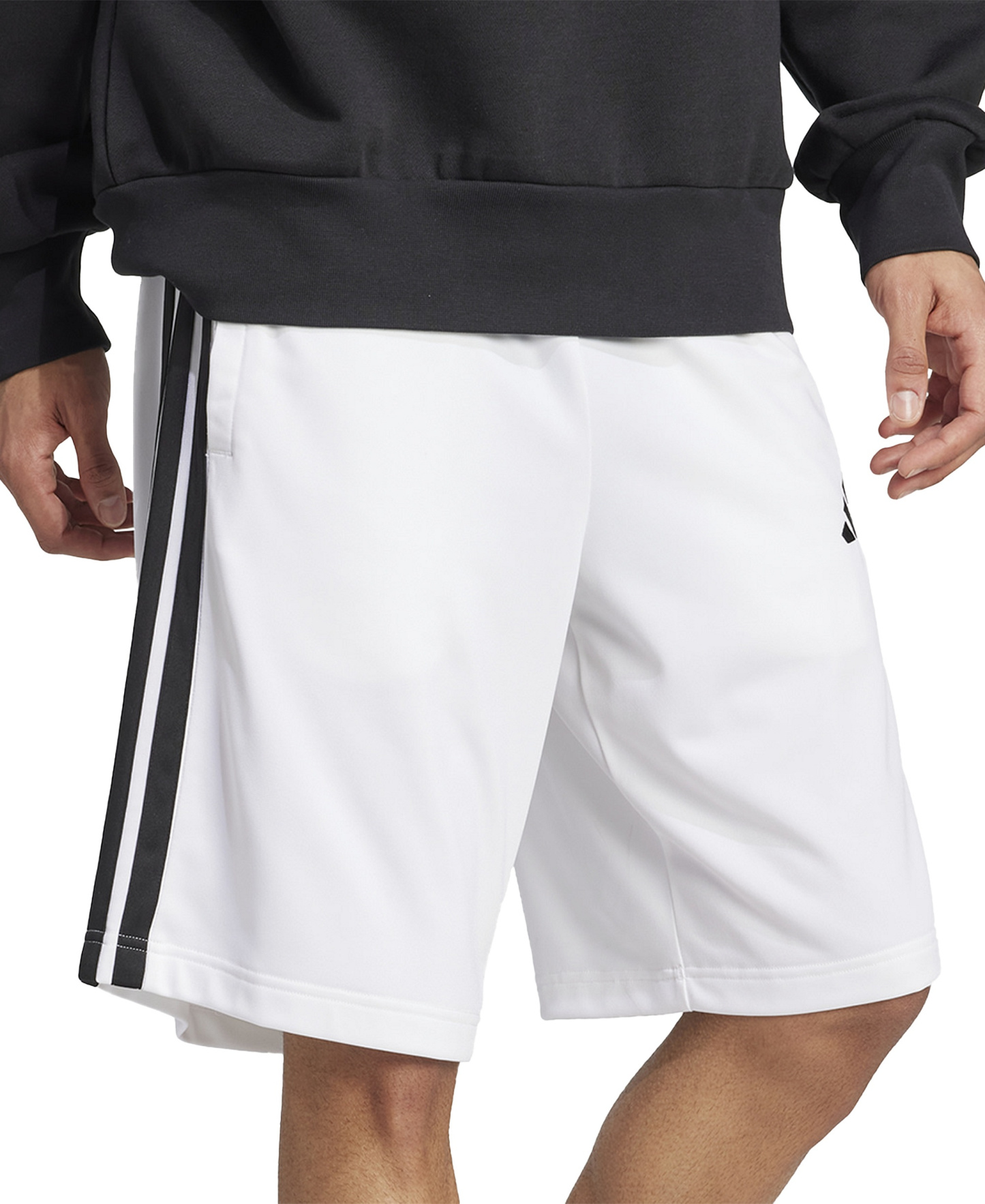 adidas Men's Three-Stripes 10" Tricot Shorts - White/Black