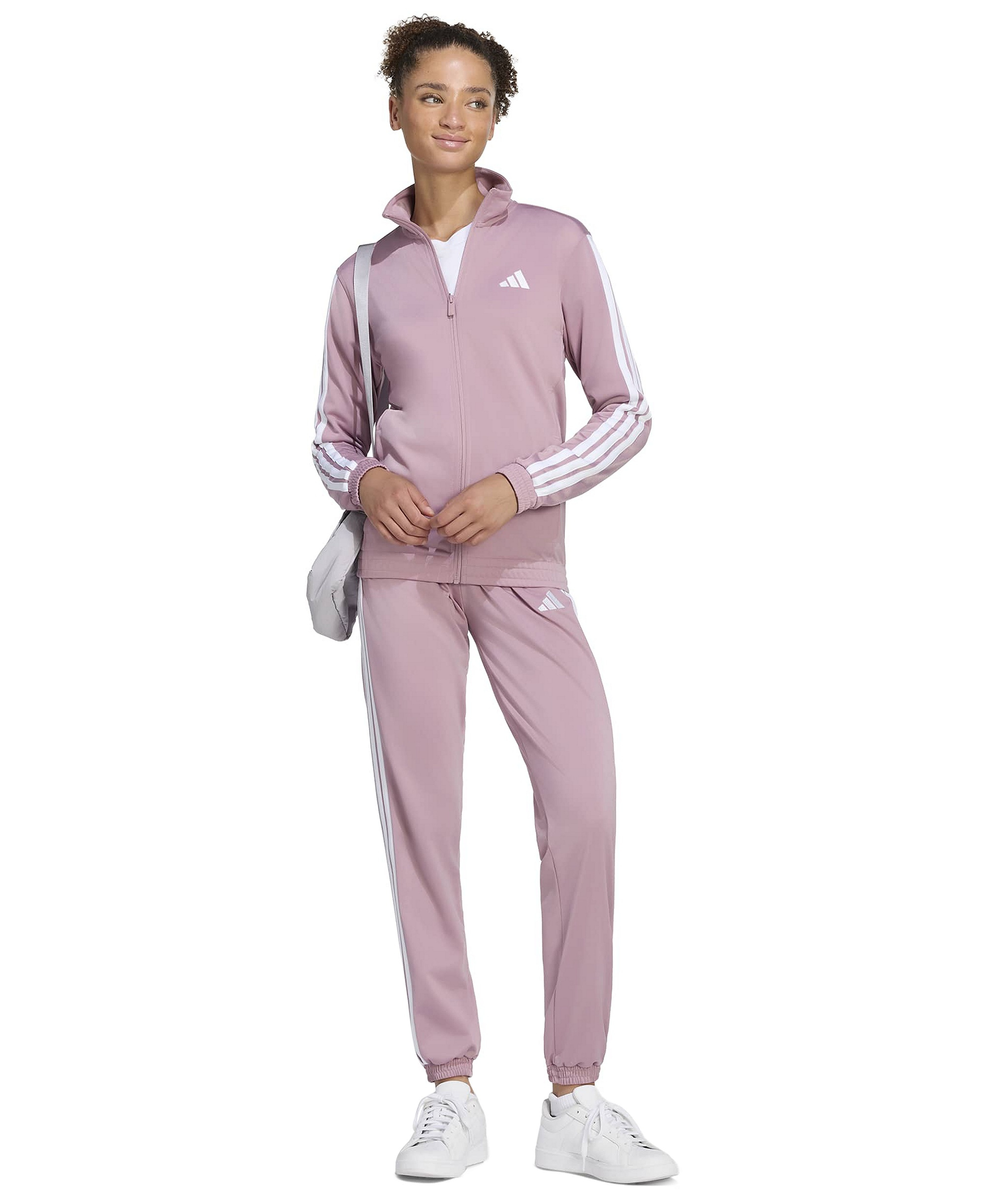 adidas Women's Tricot 3-Stripes Track Jacket - Magic Mauve/white