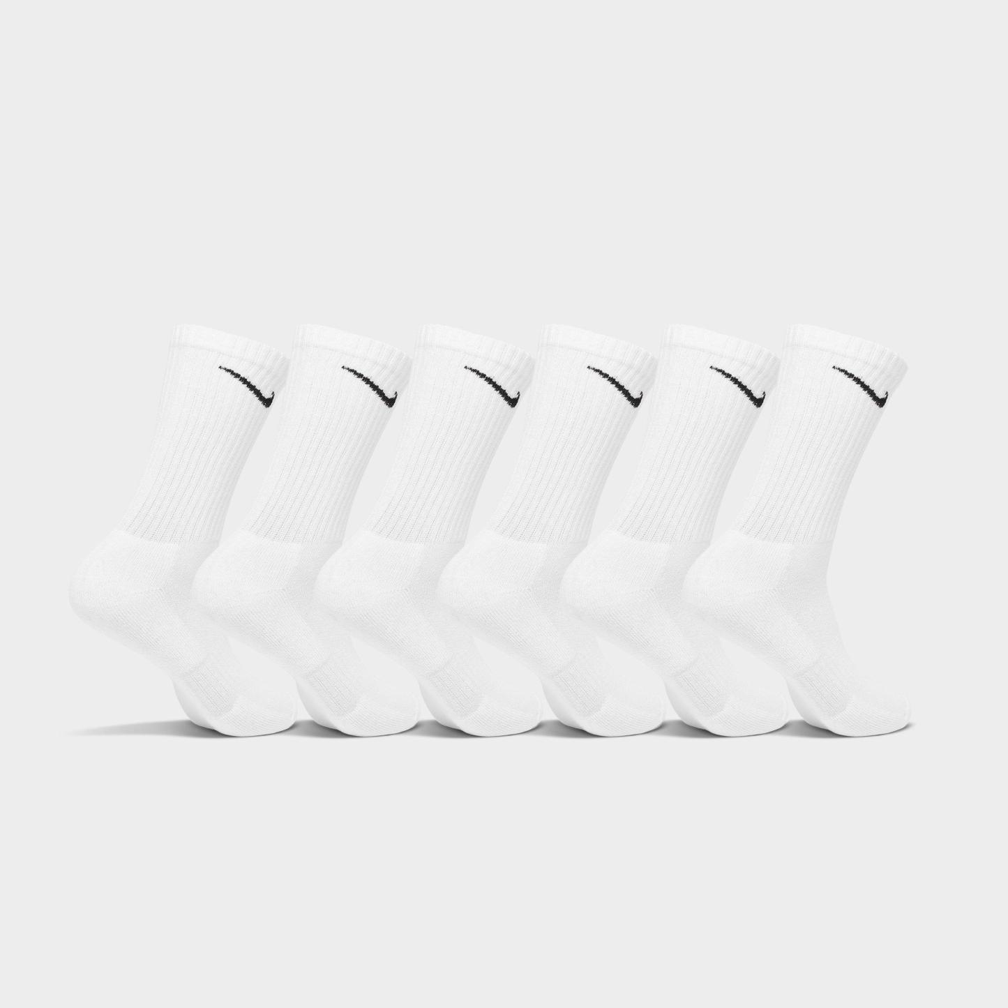 Nithtke Everyday Cushioned Training Crew Socks (6-Pack) - White/Black