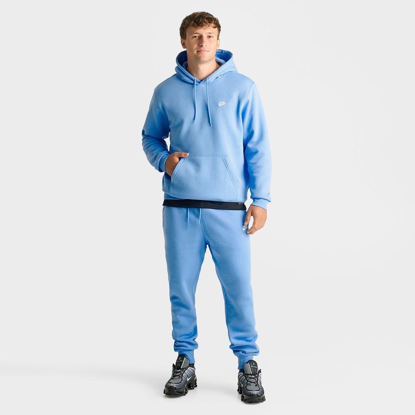 Men's Nithtke Club Fleece Premium Embroidered Pullover Hoodie - Part 2 - Football Blue/Football Blue/White