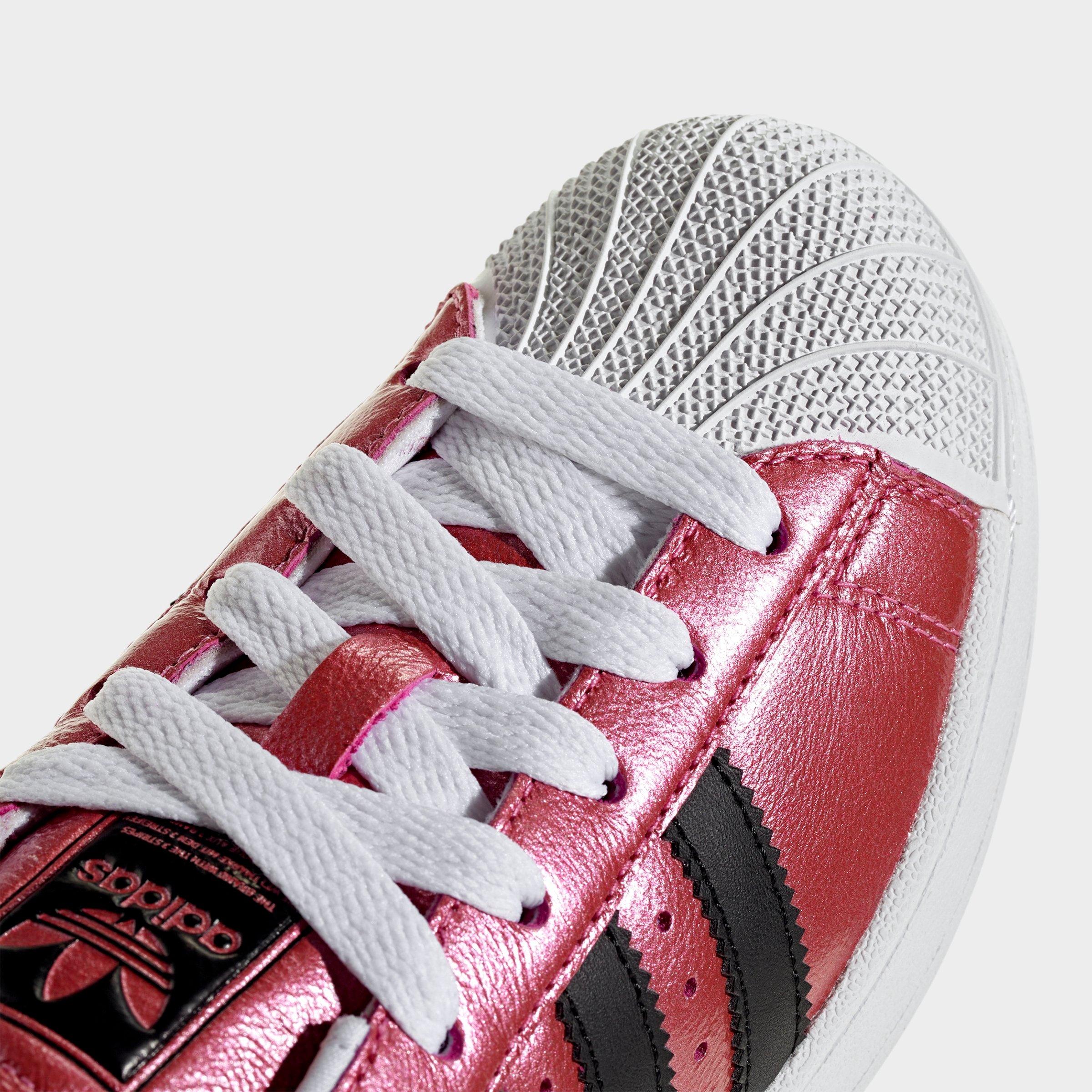 Big Kids' adidas Originals Superstar II Casual Shoes - Pink Fusion/Black/White - Detail shot