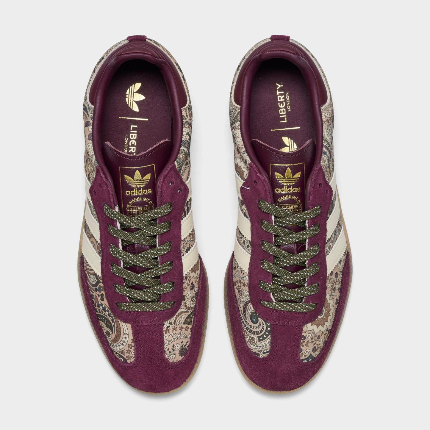 Women's adidas Originals Samba OG Casual Shoes - Part 7 - Maroon/Warm Vanilla/Olive Strata - Top view