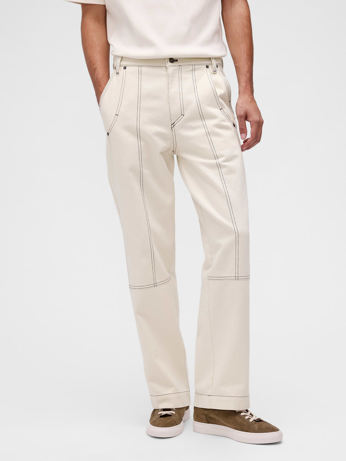 GapStudio Relaxed Utility Jeans - Ecru rinse