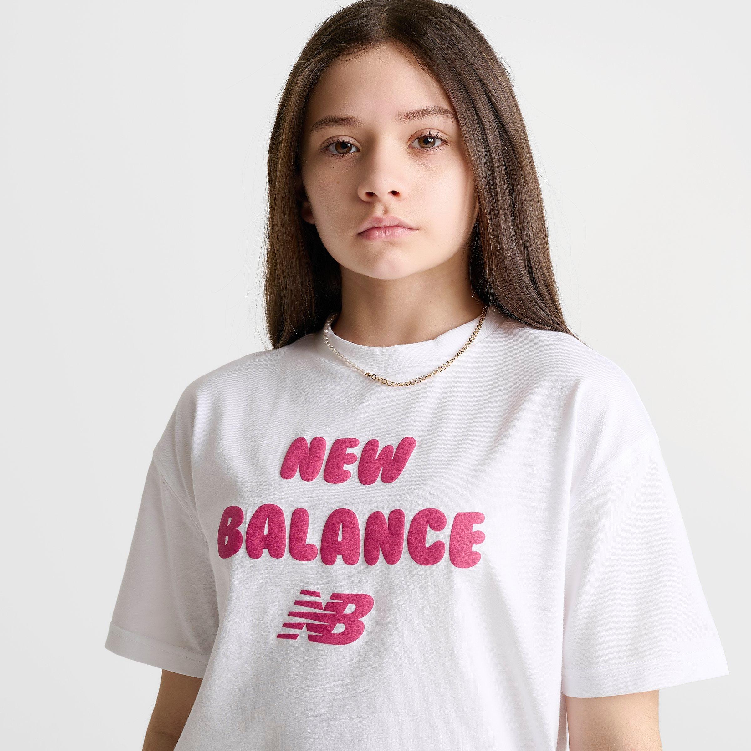 Girls' Big Kids' New Balance Heart Bubble T-Shirt - Bright White - view 6