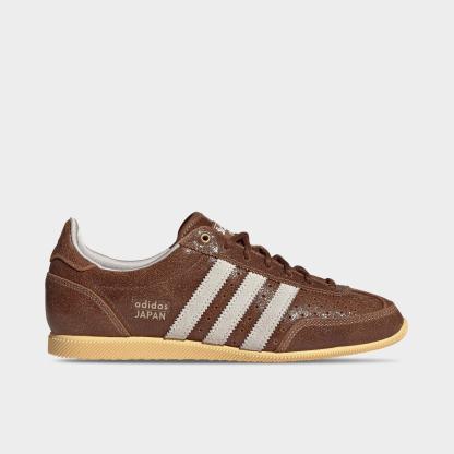 Women's adidas Originals Japan Casual Shoes - Part 3 - Preloved Brown/Alumina/Gold - Left shoe facing left. Outside of the shoe.