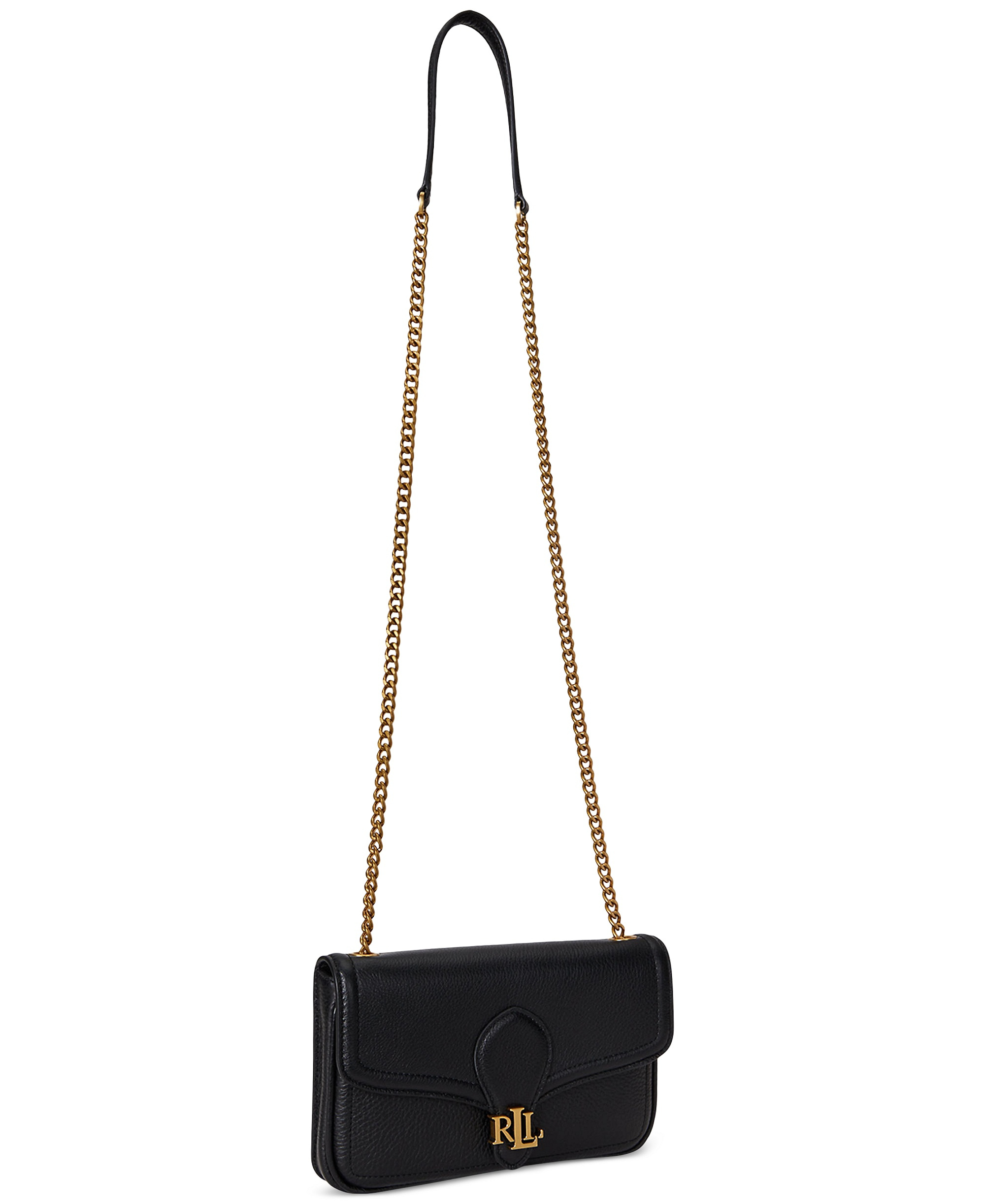 Lauren Ralph Lauren Bradley Small Pebbled Leather Crossbody Wallet - Black