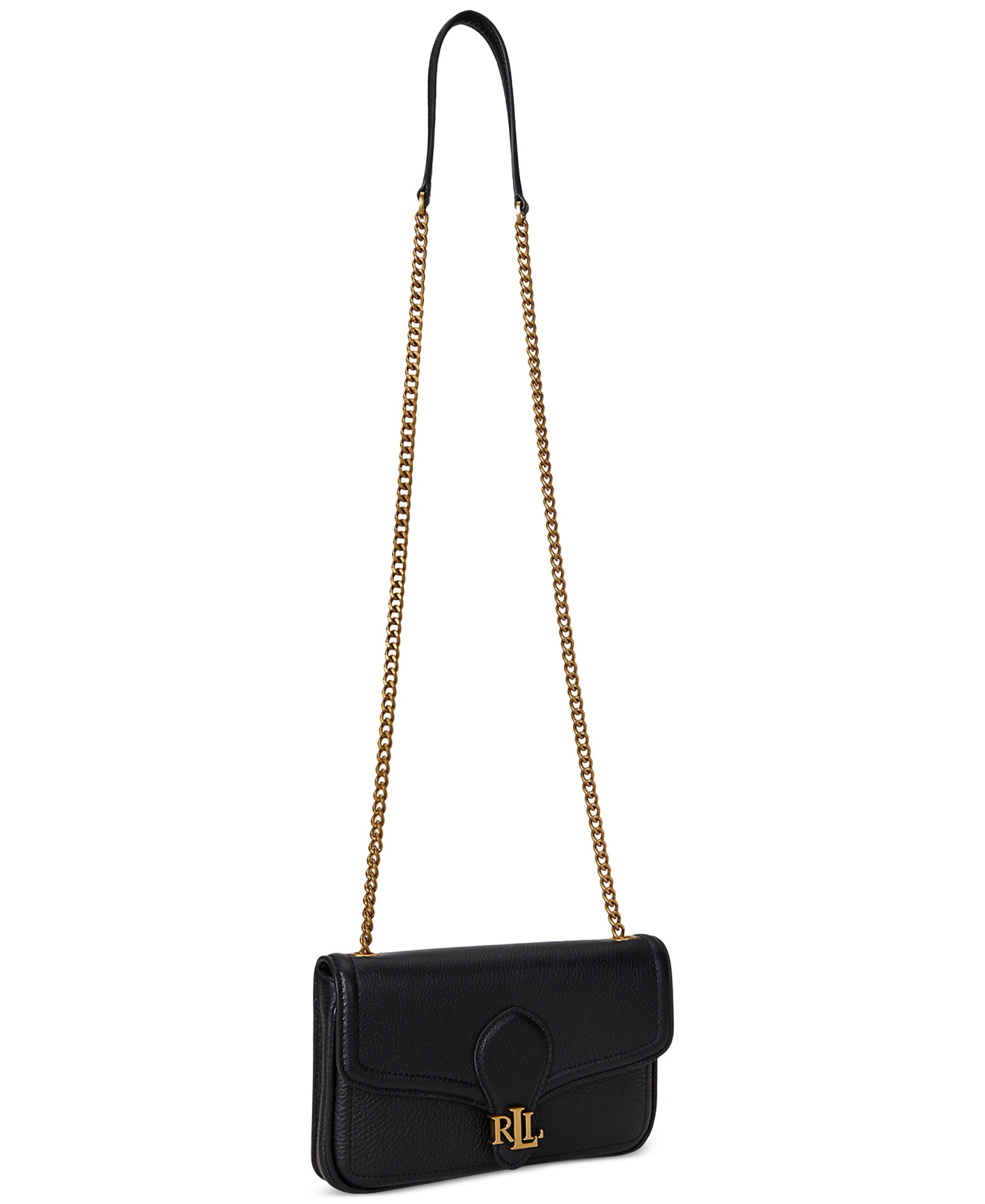 Lauren Ralph Lauren Bradley Small Pebbled Leather Crossbody Wallet - Black