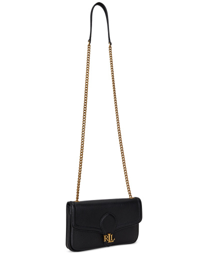 Lauren Ralph Lauren Bradley Small Pebbled Leather Crossbody Wallet - Black