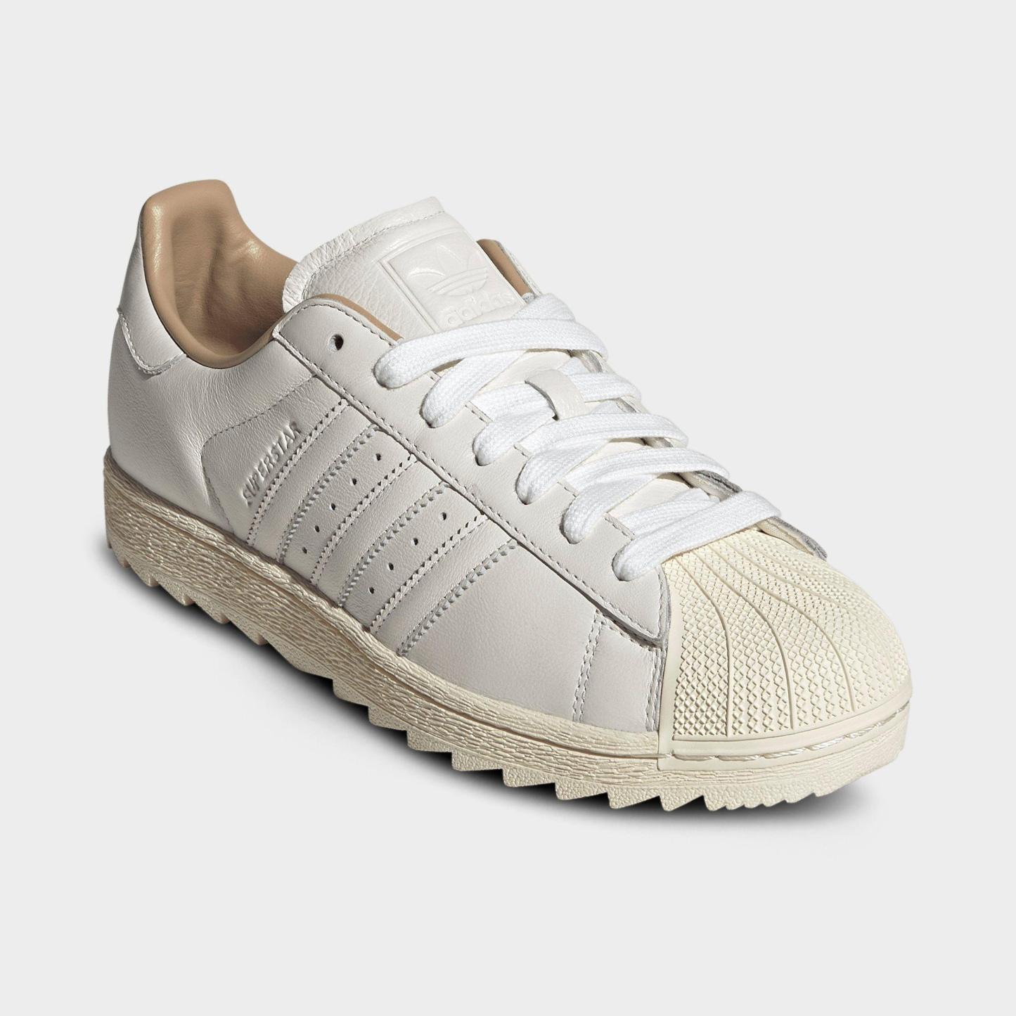 Men's adidas Originals Superstar II Ripple Casual Shoes - Core White/Core White/Warm Sandstone - Both shoes facing left
