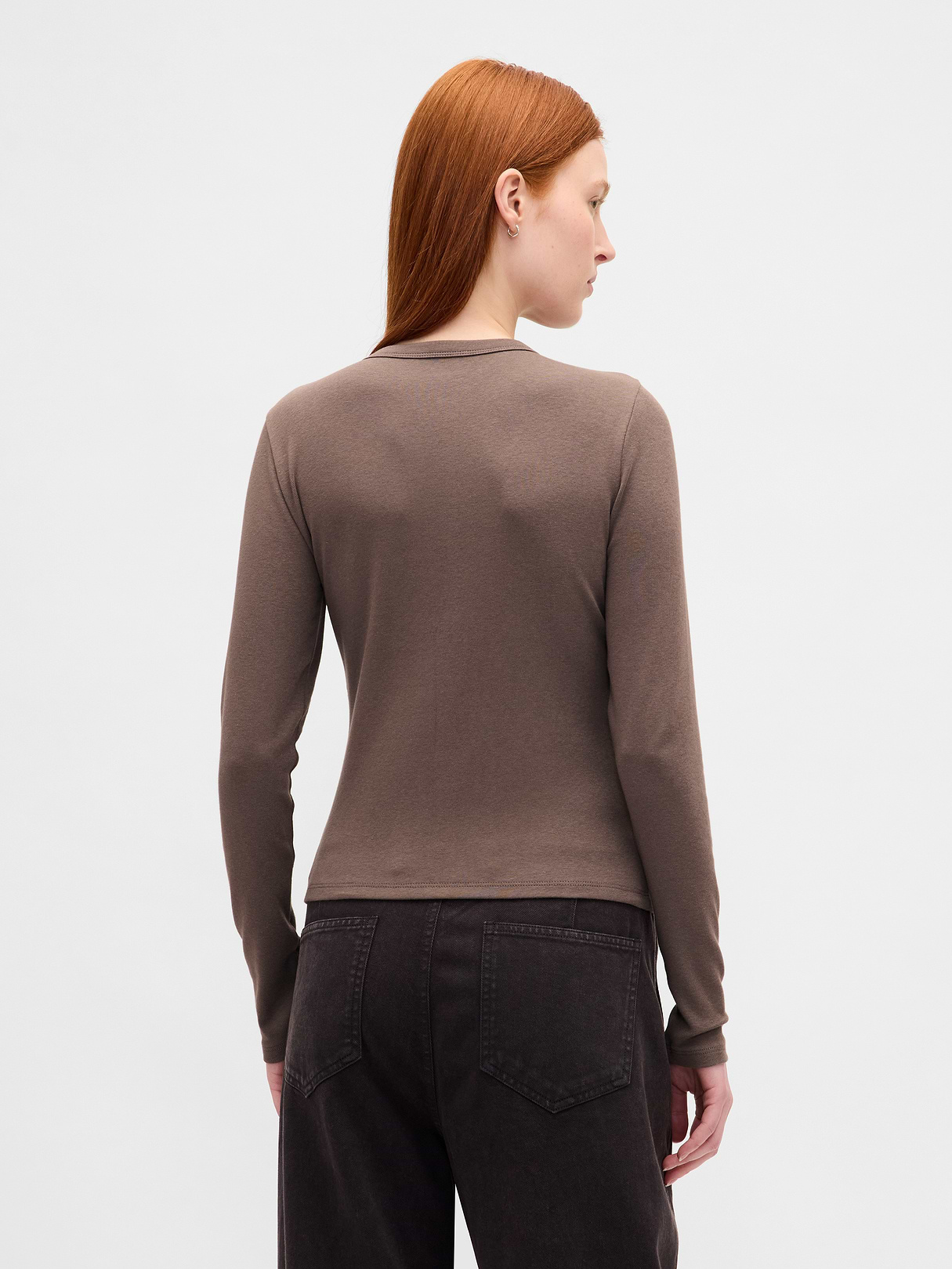 Modern Crewneck Cardigan - Toasted almond brown