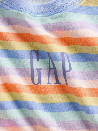 100% Cotton Authentic Shrunken T-Shirt - Multi color stripe