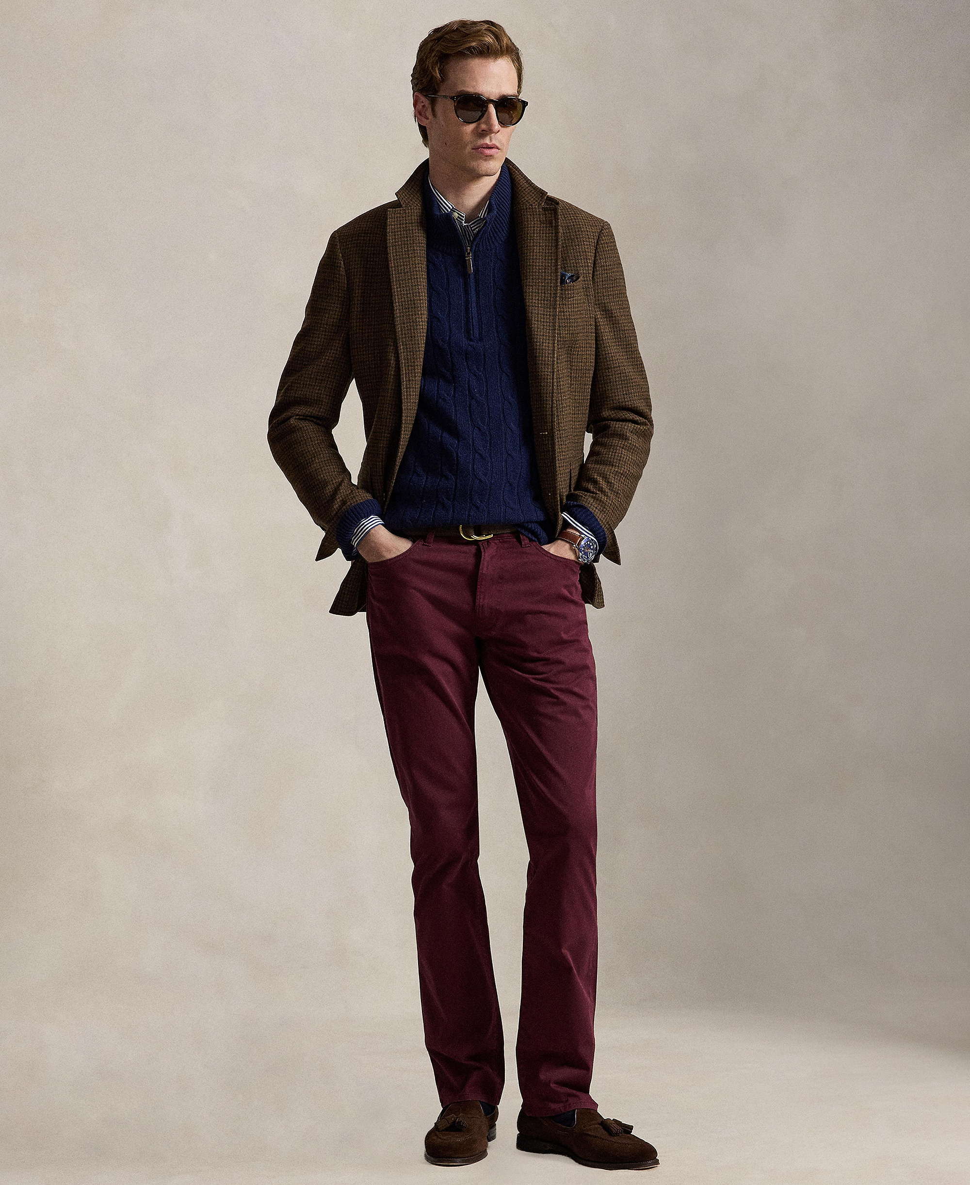 Polo Ralph Lauren Men's Varick Slim Straight Stretch Sateen Pants - Harvard Wine