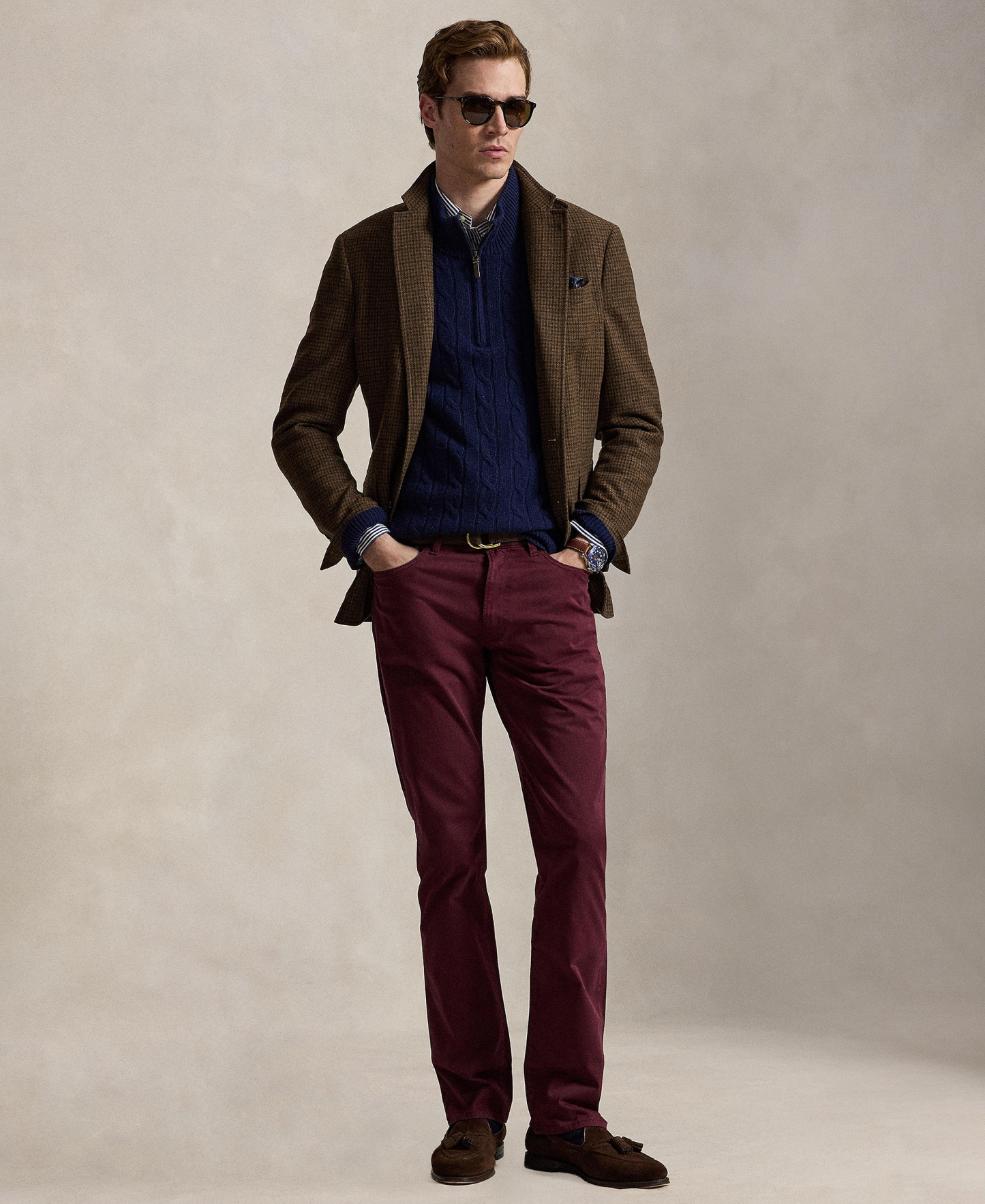 Polo Ralph Lauren Men's Varick Slim Straight Stretch Sateen Pants - Harvard Wine
