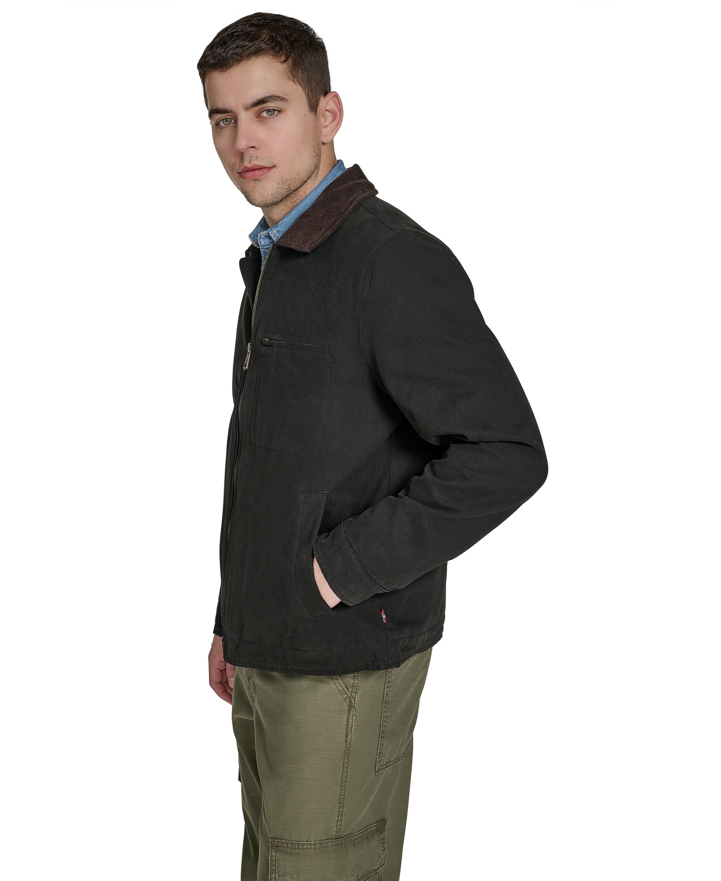 Levi's Men's Cotton Canvas Zip-Front Depot Jacket - Black