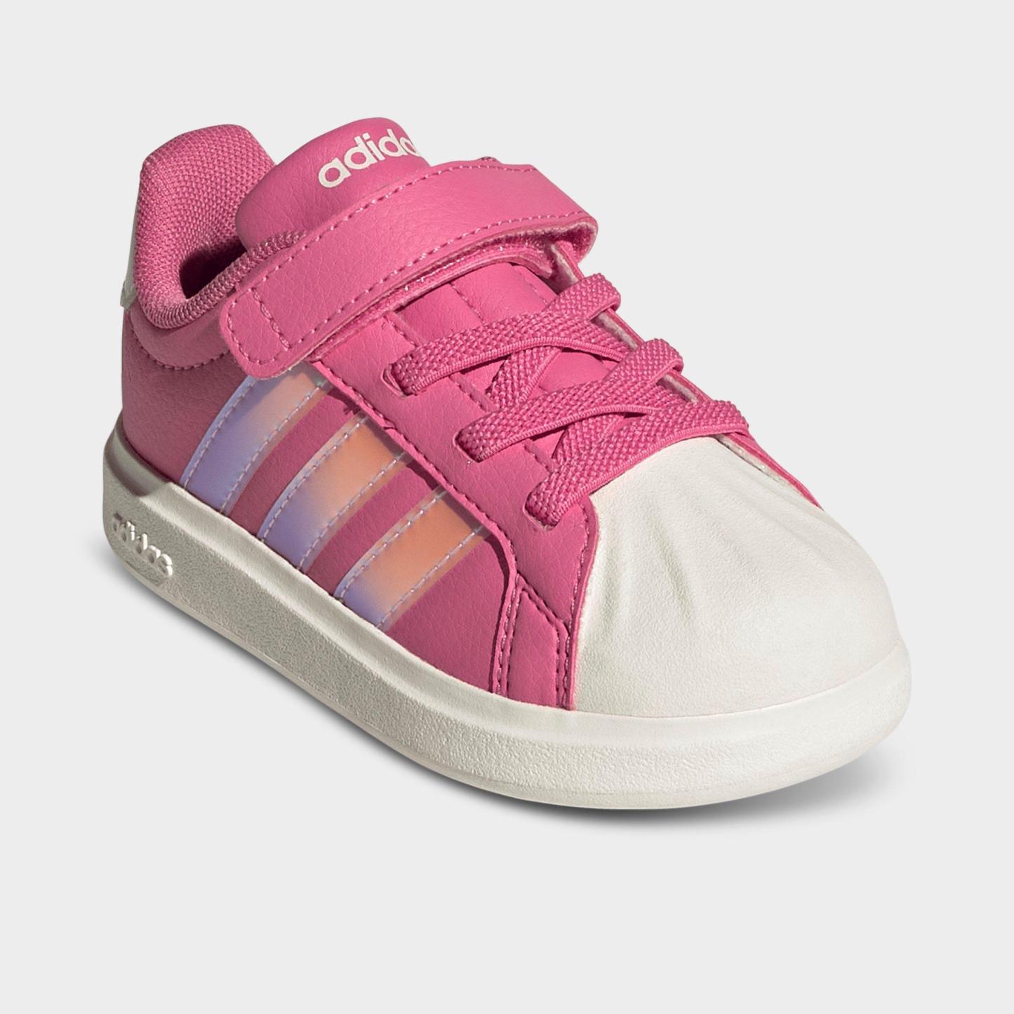Kids' Toddler adidas Streettalk Hook-And-Loop Stretch Lace Casual Shoes - Pink Fusion/White/Wonder Quartz - Both shoes facing left