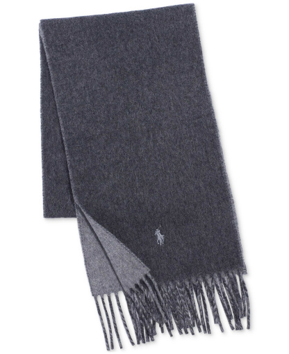 Polo Ralph Lauren Men's Classic Wool Blend Reversible Scarf - Gray Heather
