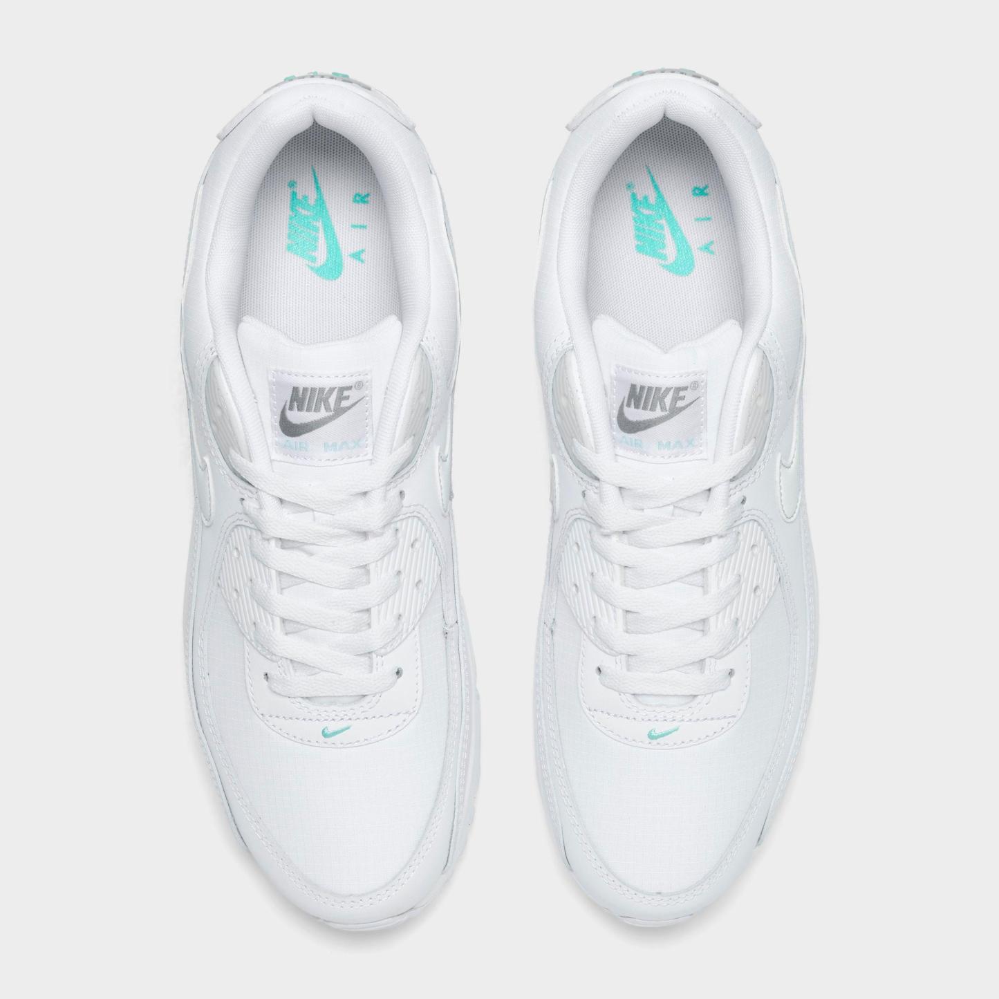 Men's Nithtke Air Max 90 Casual Shoes - Part 2 - White/Photon Dust/Hyper Turquoise - Top view