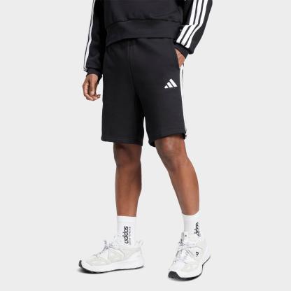 Men's adidas Essentials 3-Stripes Fleece Shorts - Black/White