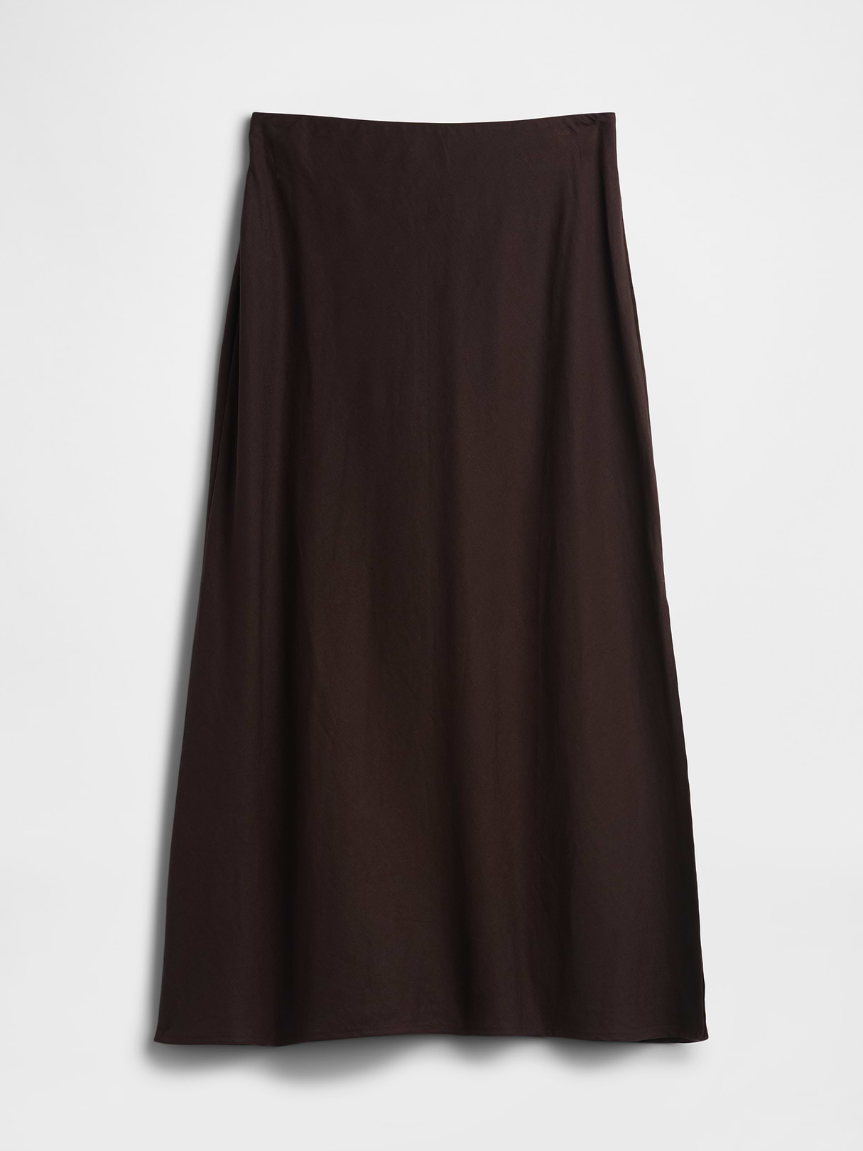 Linen-Blend Maxi Slip Skirt - Terra brown