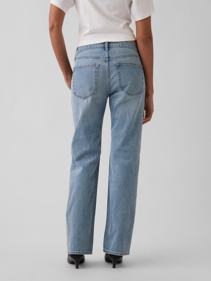 Mid Rise Relaxed Straight Jeans - Light tint indigo