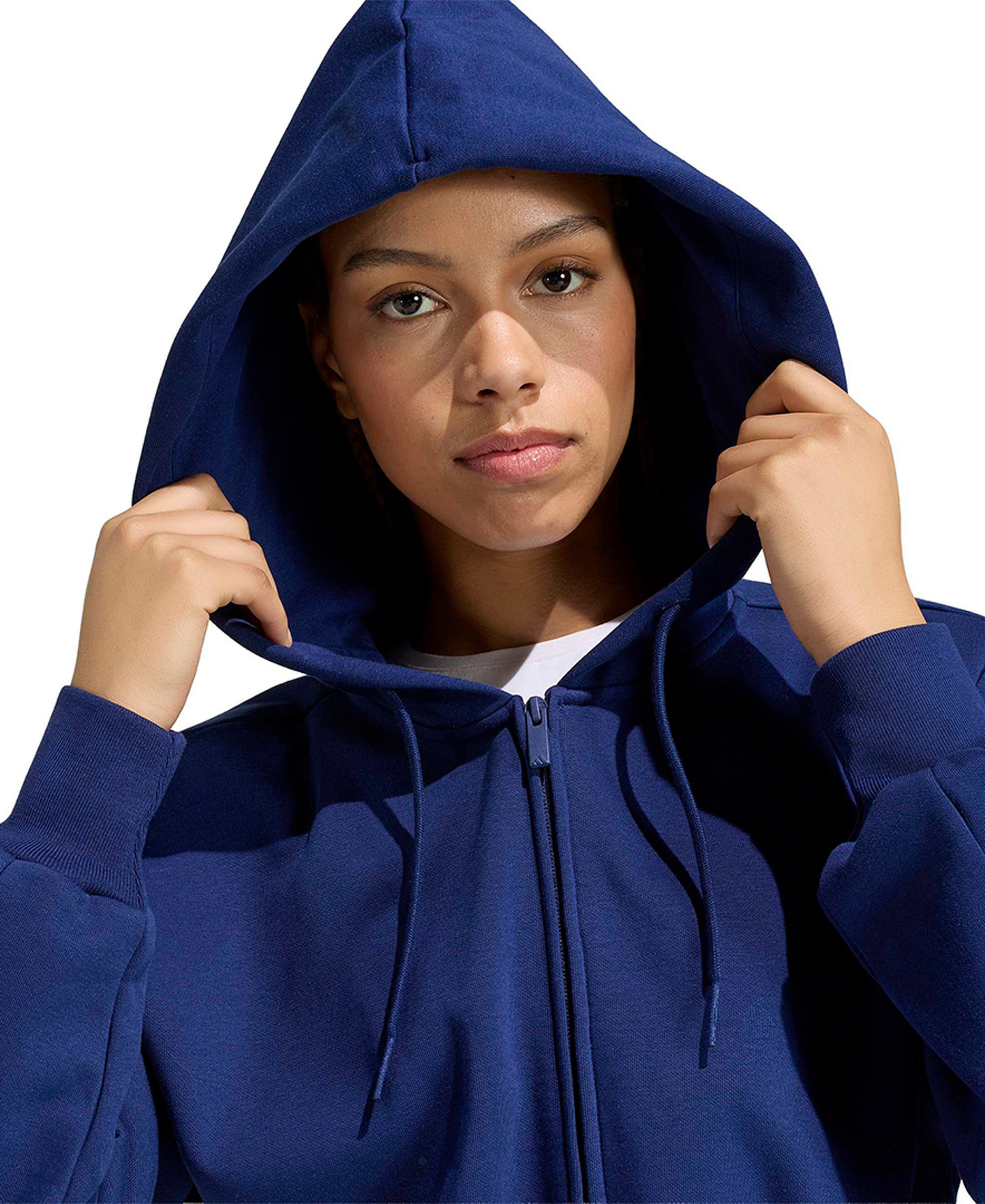 adidas Women's Essentials Contemporary Fleece Full-Zip Hooded Jacket - Dark Blue