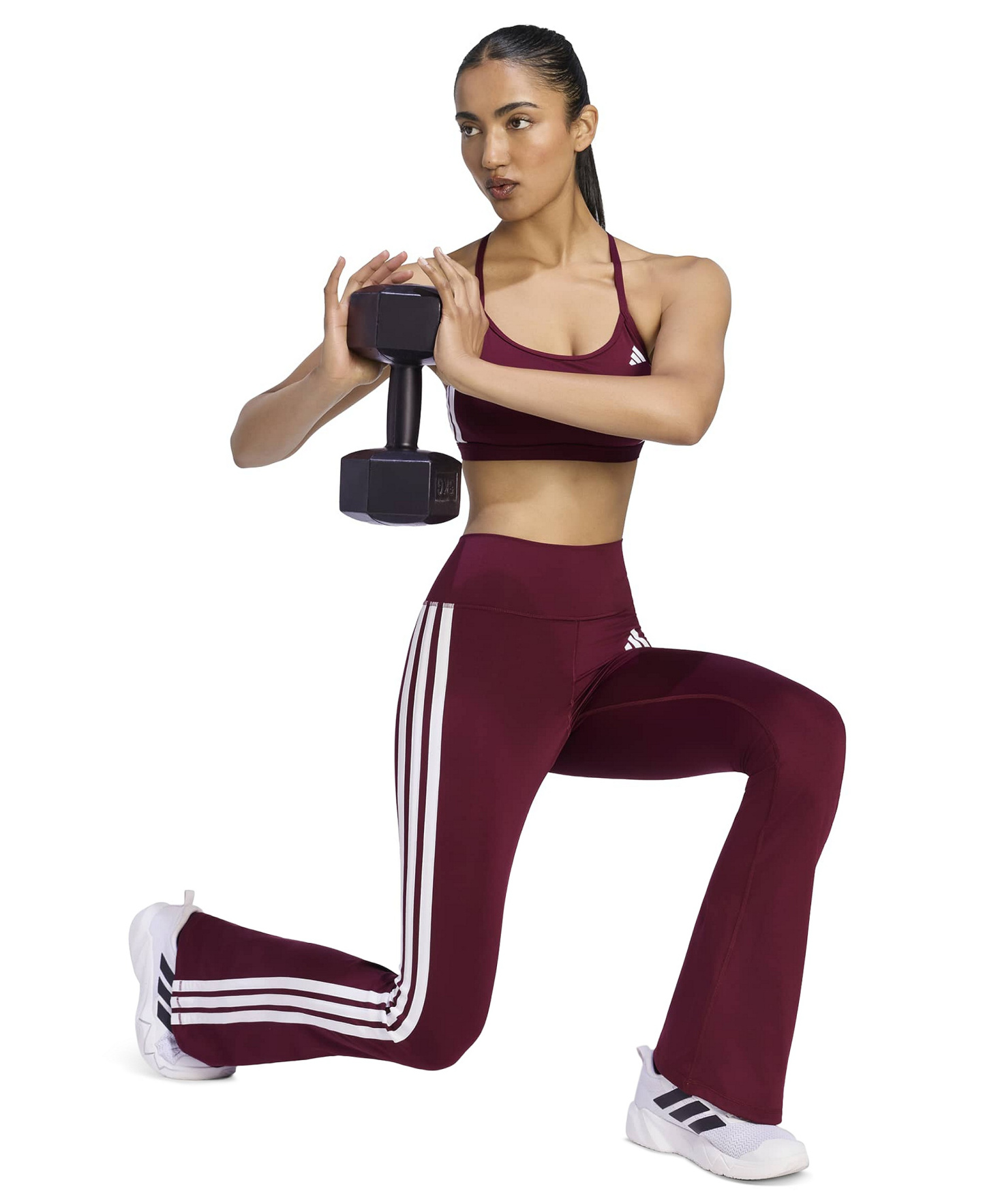 adidas Women's Optime Essentials 3-Stripes Flared Leggings - Black/White