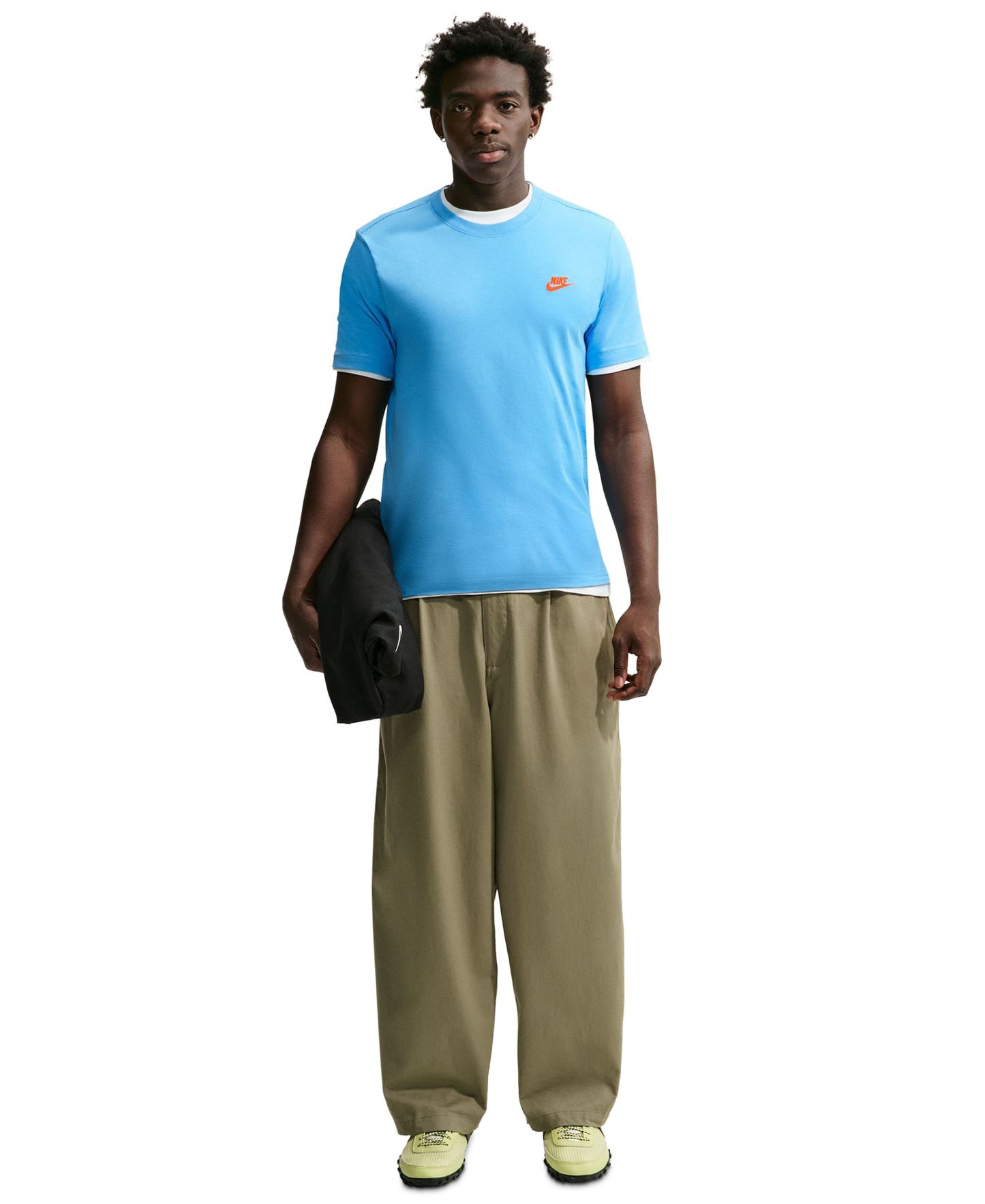 Nike Men's Sportswear Club Crewneck T-Shirt - Football Blue/Safety Orange