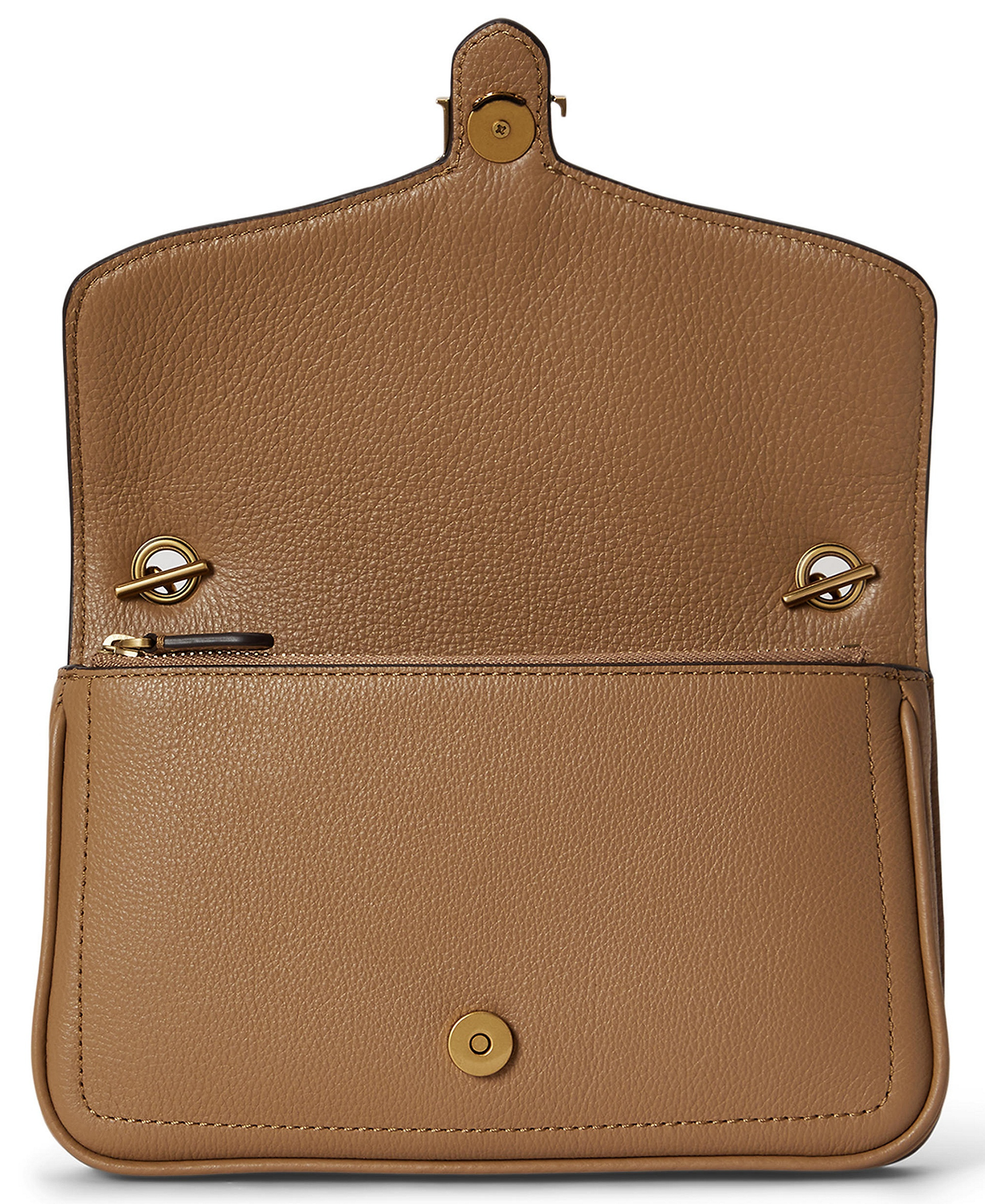 Lauren Ralph Lauren Bradley Small Pebbled Leather Crossbody Wallet - Camel