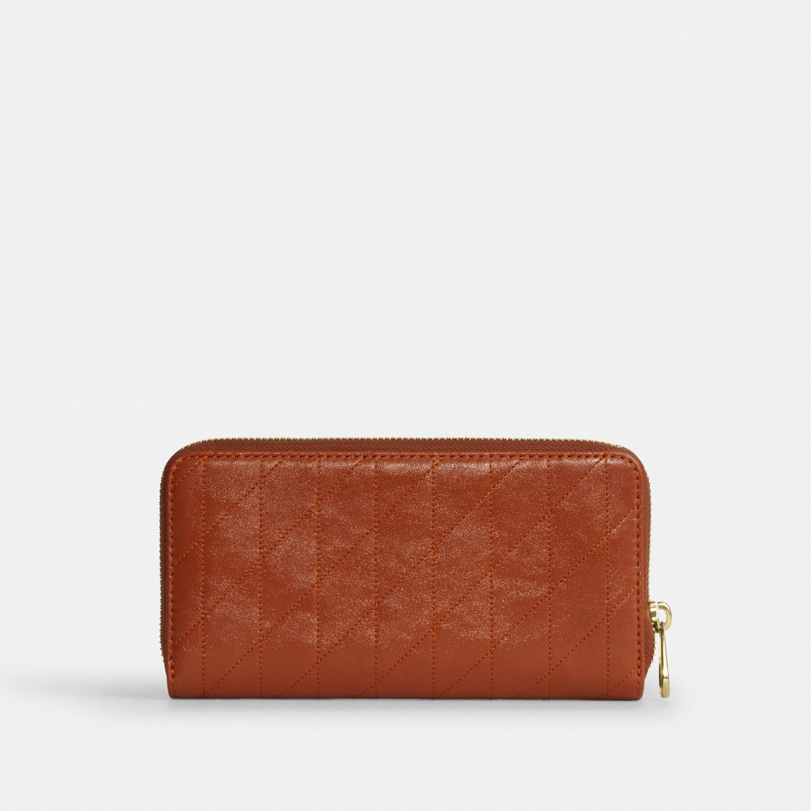 Long Zip Around Wallet With Quilting - Gold/Cinnamon - view 5