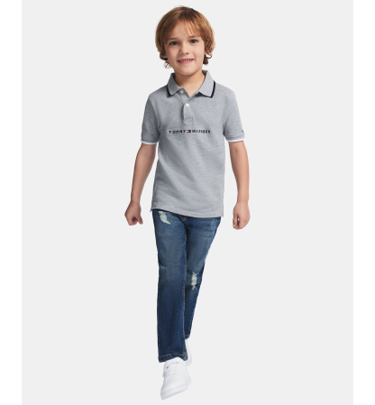 Tommy Hilfiger Boys' 2T-7 Tomas Short-Sleeve Tipped Polo Shirt - Grey Heather