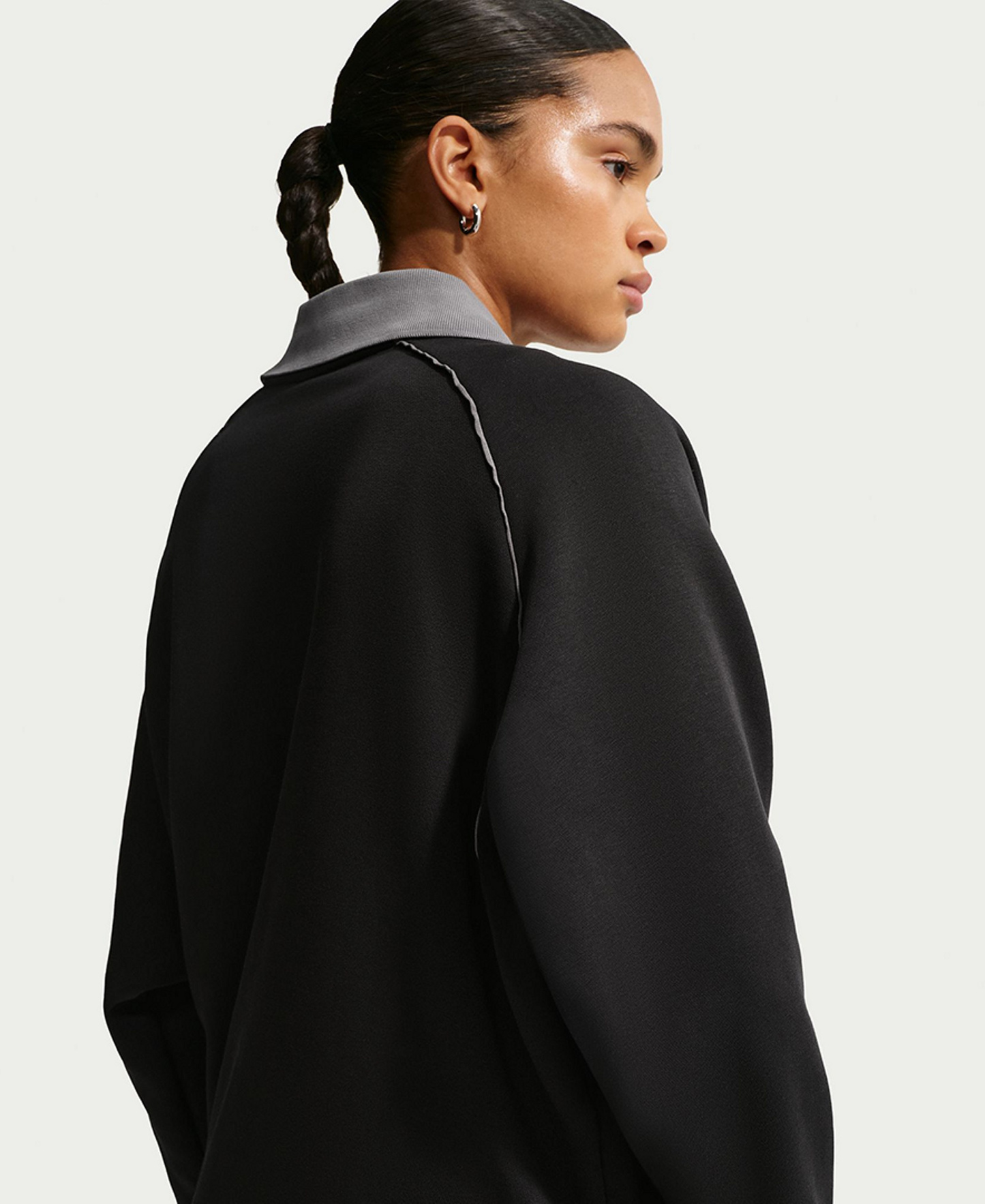 Nike Women's Sportswear Phoenix Fleece Graphic Polo Oversized Top - Black