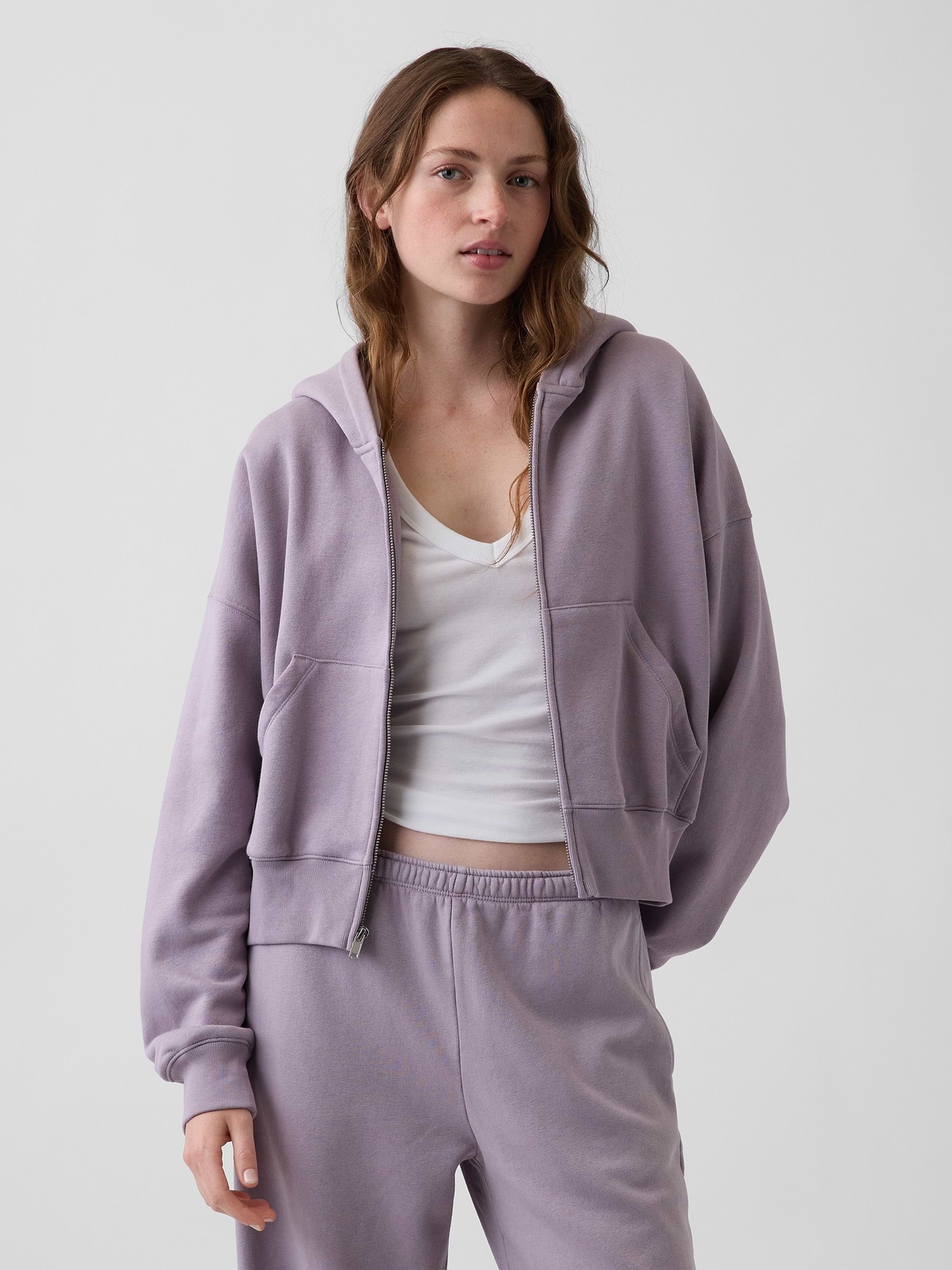 VintageSoft Wedge Zip Hoodie - Dusty mauve purple