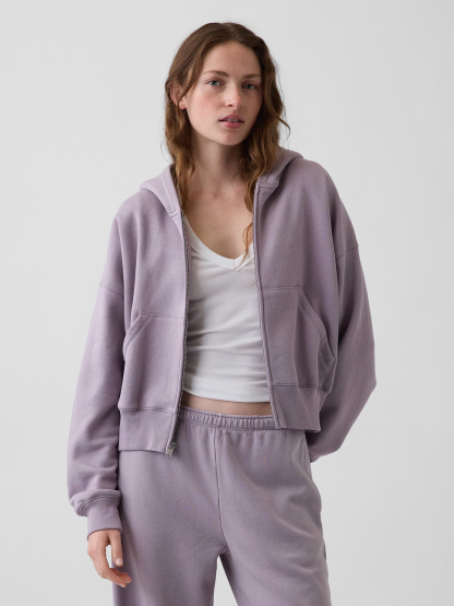 VintageSoft Wedge Zip Hoodie - Dusty mauve purple
