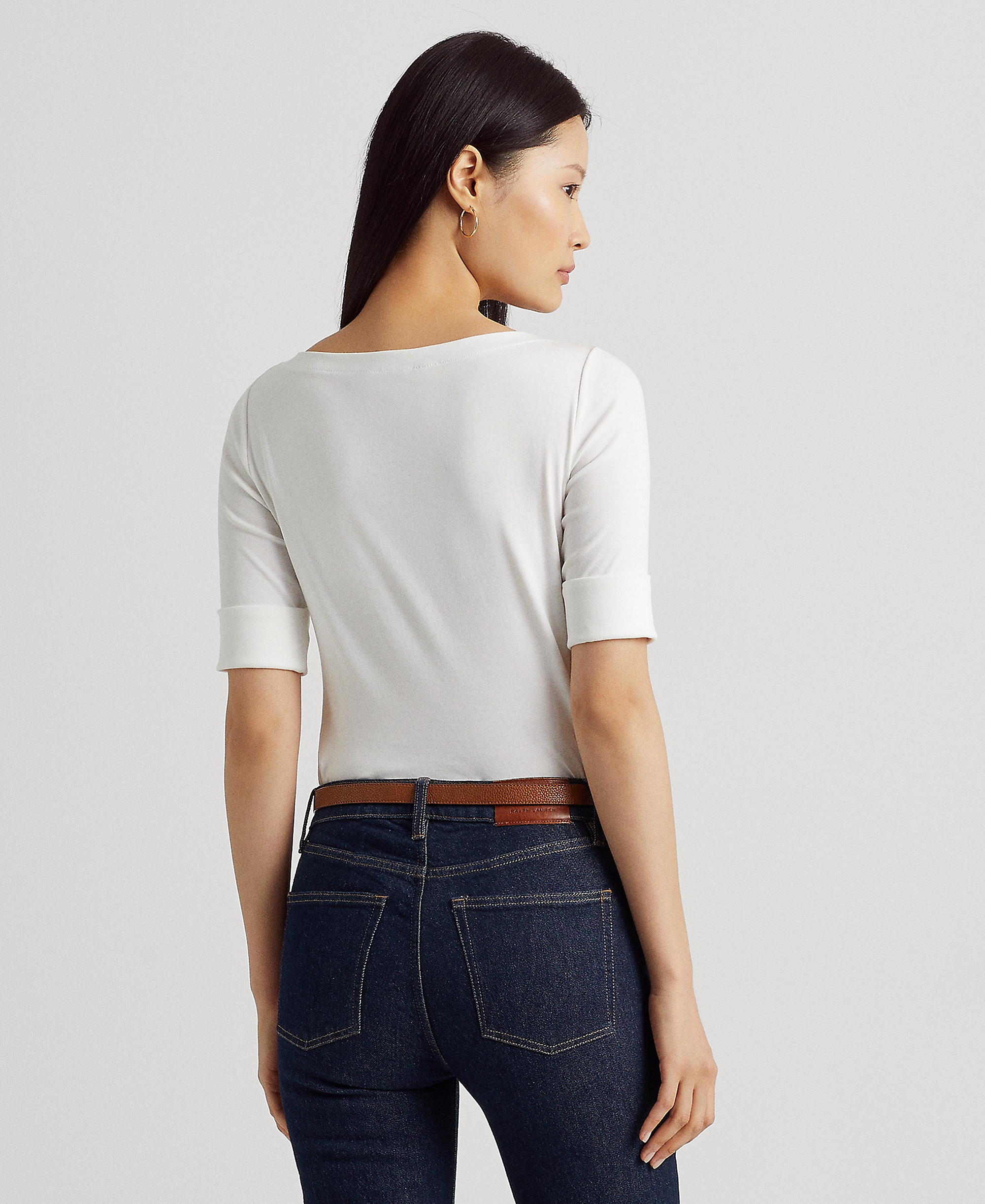Lauren Ralph Lauren Stretch Boatneck Top - White