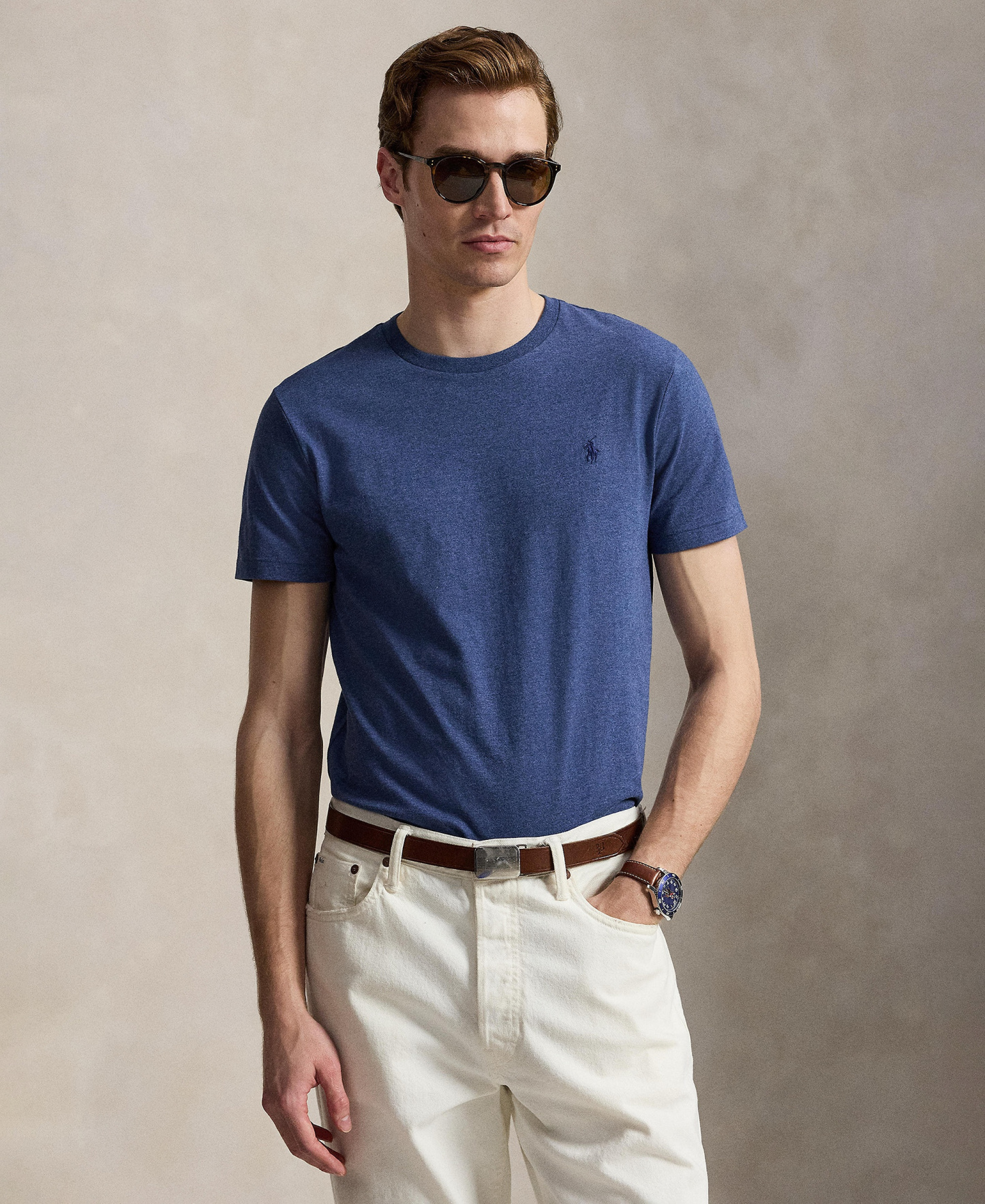 Polo Ralph Lauren Men's Embroidered Pony Classic-Fit T-Shirt - Derby Blue Heather