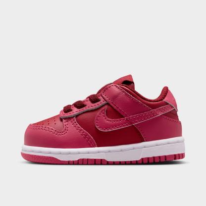 Kids' Toddler Nithtke Dunk Low Casual Shoes - Team Red/Sweet Beet/White/Sweet Beet - Left shoe facing left. Outside of the shoe.