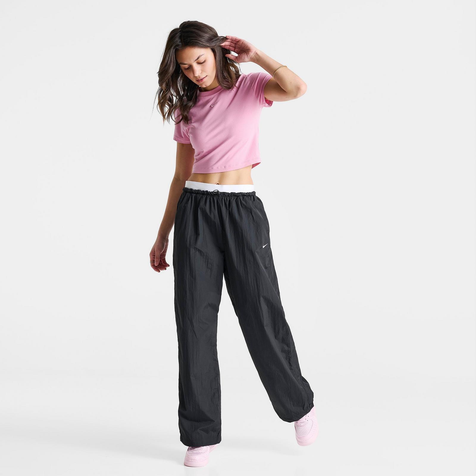 Women's Nike Sportswear Loose High-Waisted Parachute Pants - Black/Black/Chalk/White