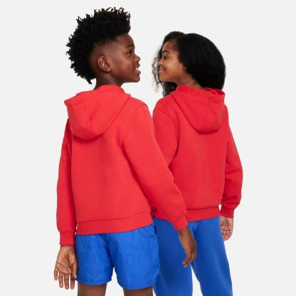 Big Kids' Nithtke Sportswear Club Fleece Pullover Hoodie - University Red/White