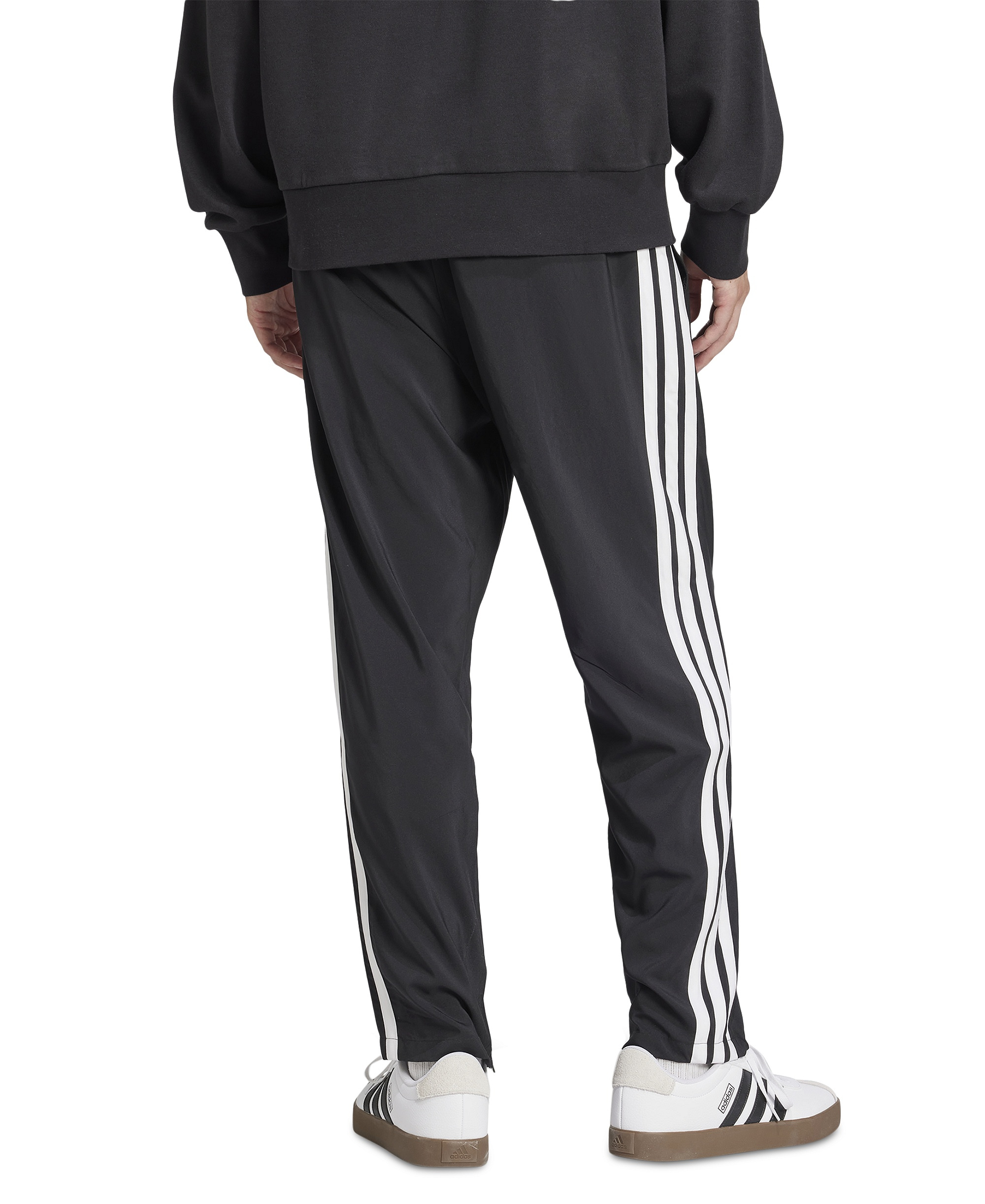adidas Men's Stanford Essential Three-Stripes Open Hem Track Pants - Blk/white