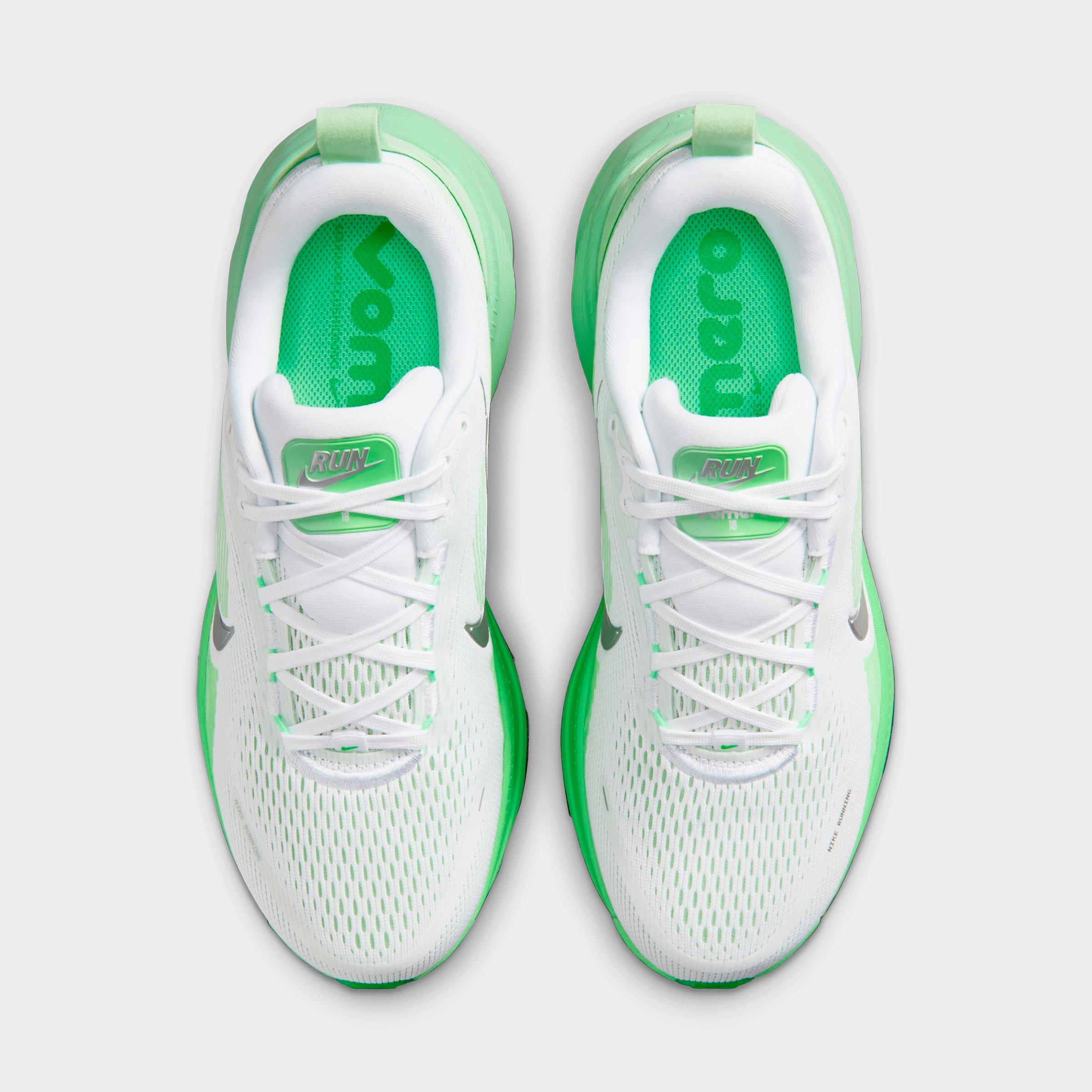 Women's Nithtke Vomero 18 Running Shoes - Part 1 - White/Illusion Green/Court Green/Metallic Silver - Top view
