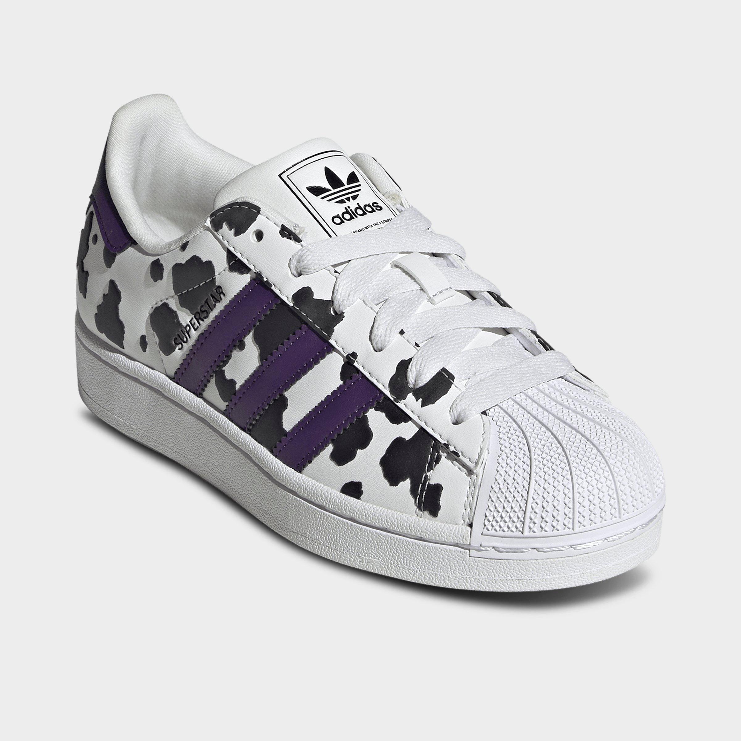 Big Kids' adidas Originals Superstar II Casual Shoes - Crystal White/Violet/Cloud White - Both shoes facing left