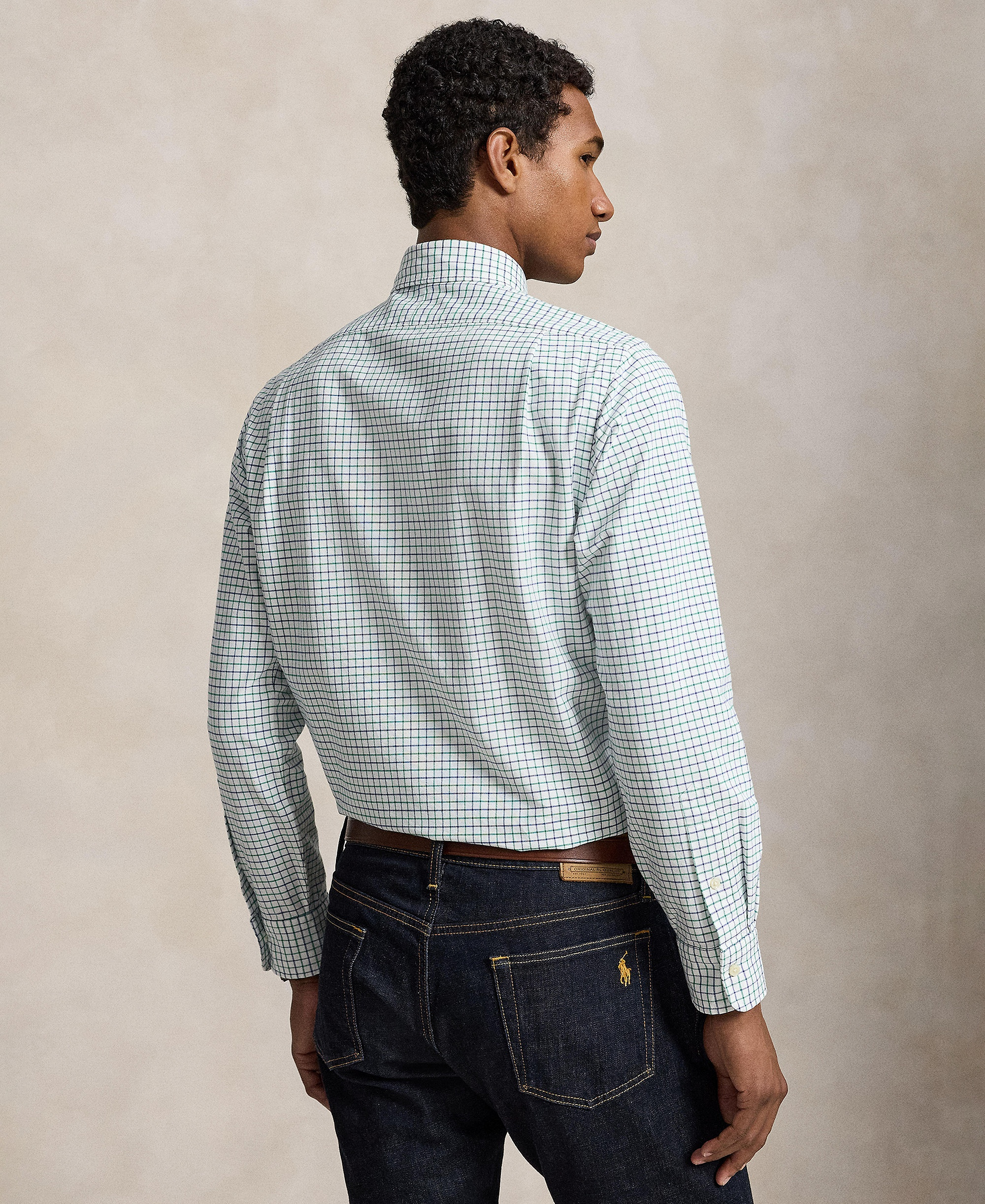 Polo Ralph Lauren Men's Classic-Fit Plaid Brushed Oxford Shirt - White Green Multi
