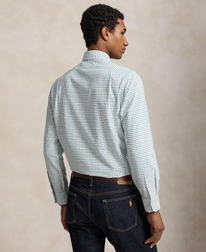 Polo Ralph Lauren Men's Classic-Fit Plaid Brushed Oxford Shirt - White Green Multi