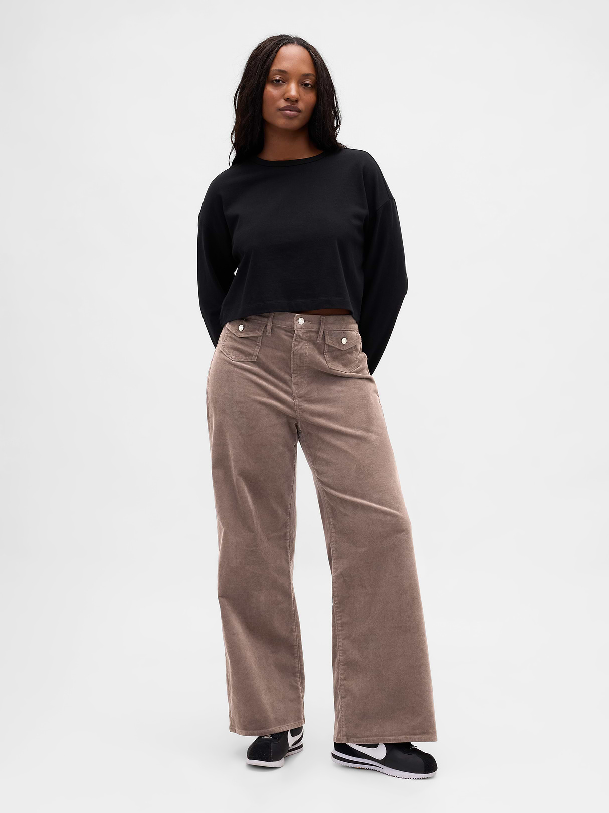 High Rise Stride Wide-Leg Jeans - Plymouth rock brown